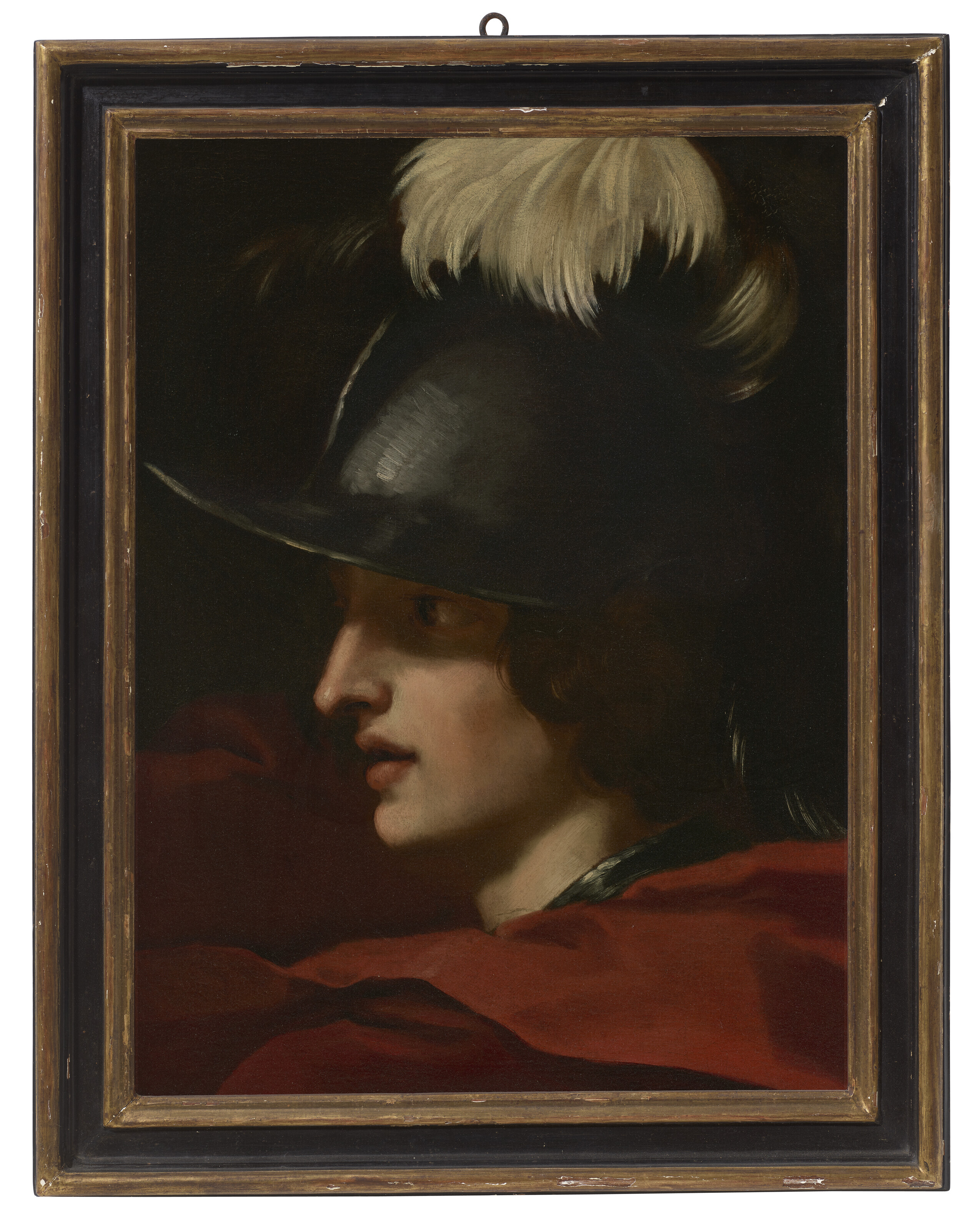Gian Lorenzo Bernini — Голова мужчины в шлеме и красном плаще, вероятно, портрет художника в образе Александра Македонского.