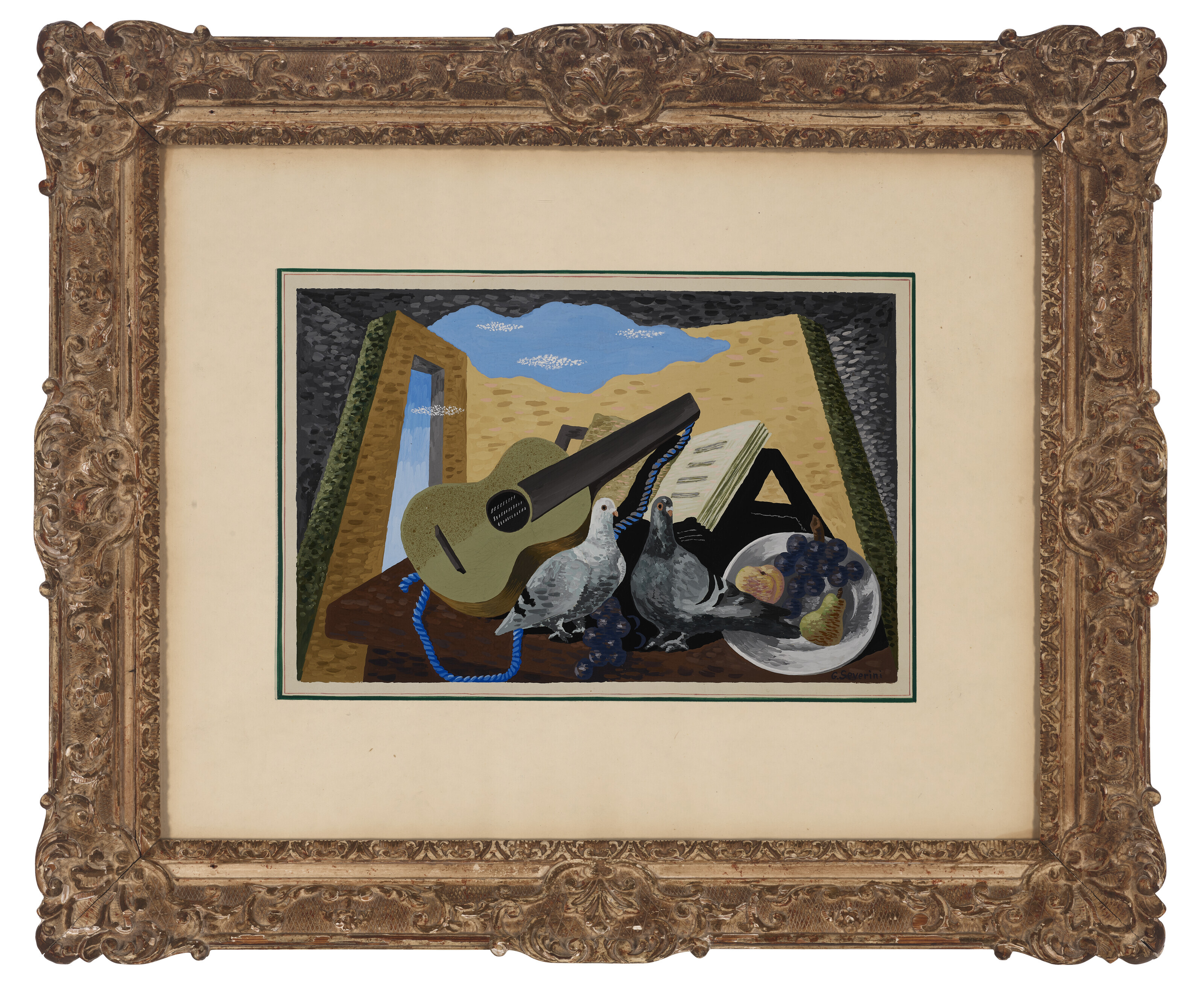Gino Severini — Природа морта в Коломбе, читарра и фрутта, изображение 2