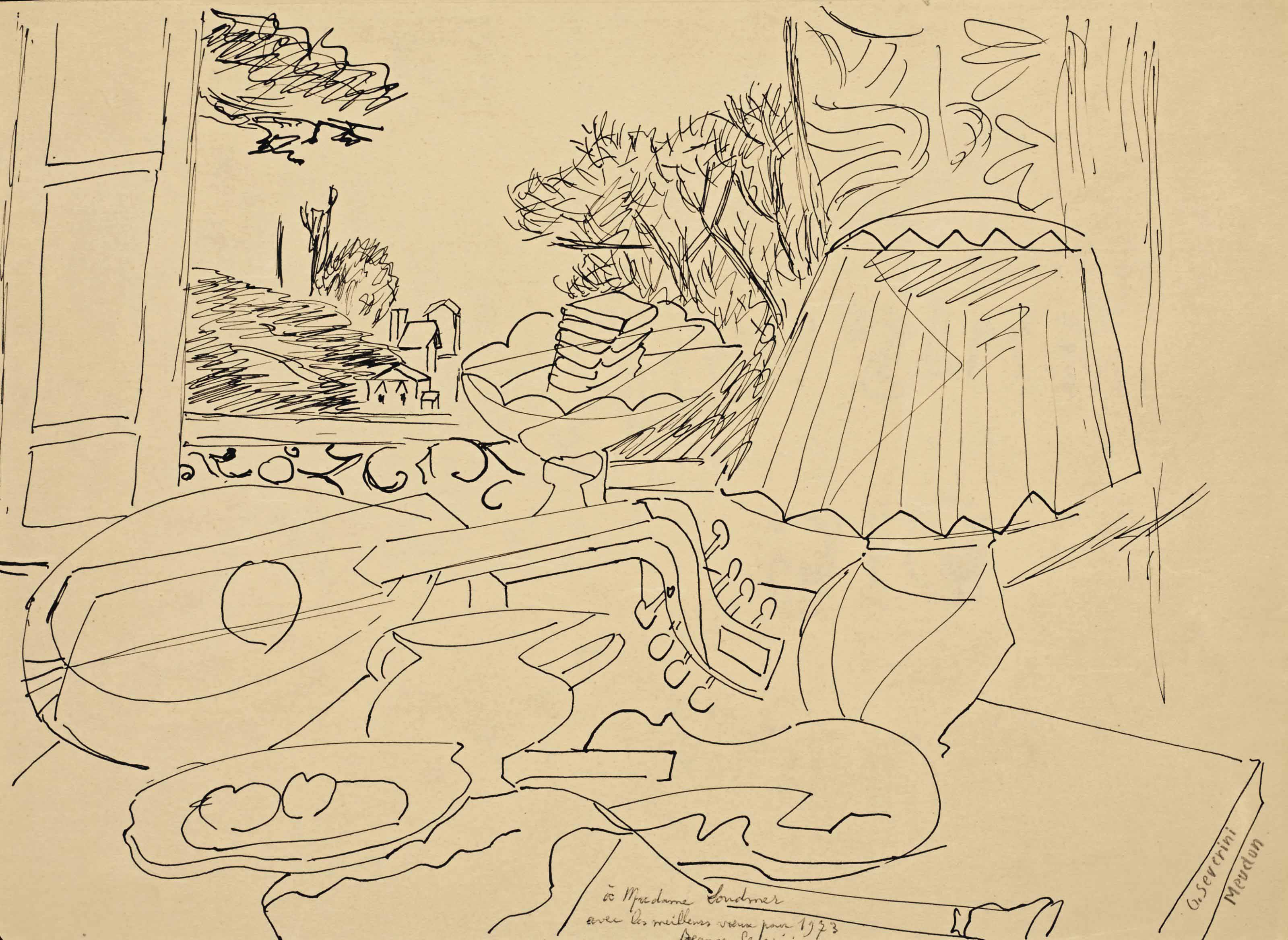 Gino Severini — Композиция, этюд к люту ("Окно на Медоне")