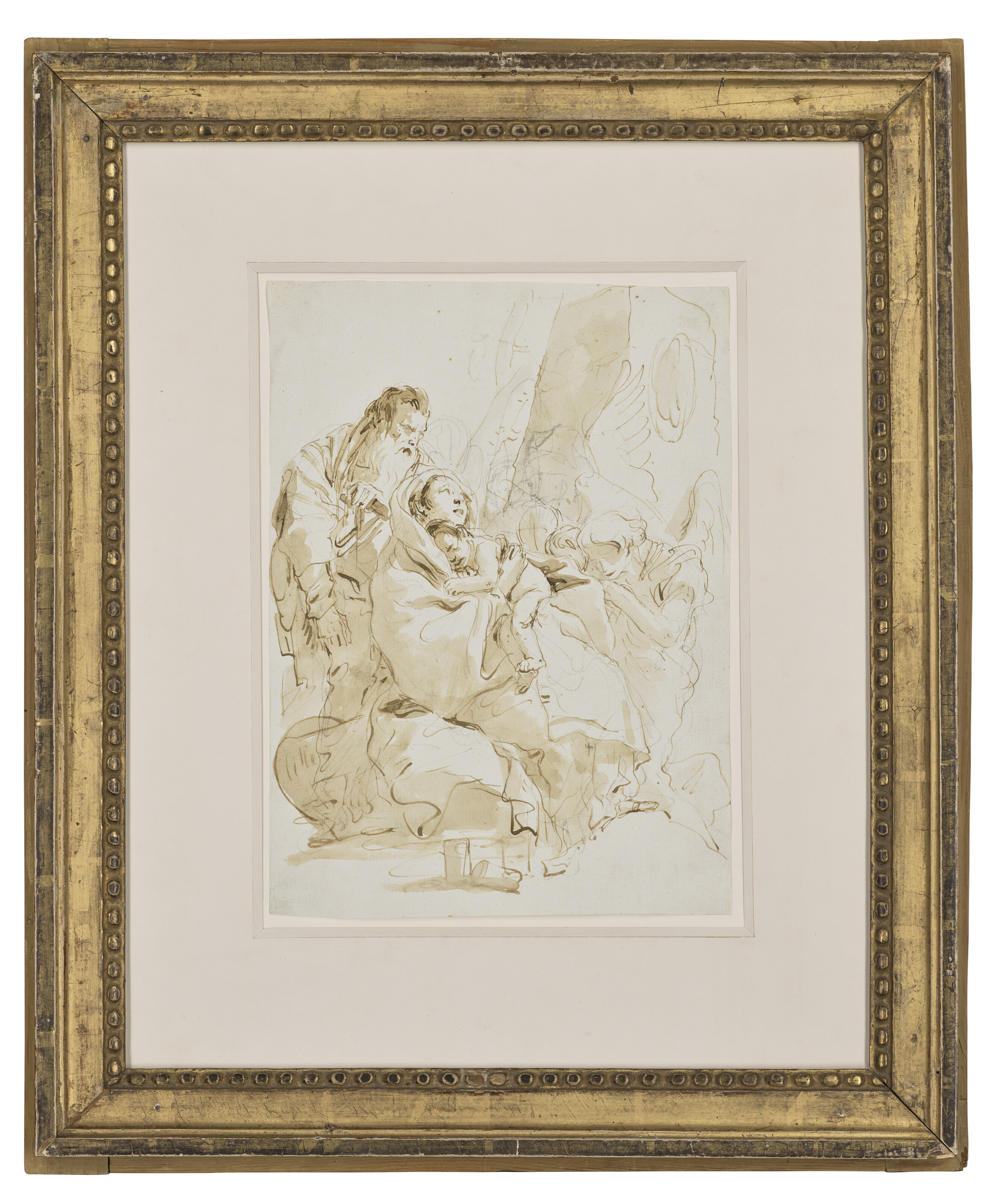 Giovanni Battista Tiepolo — Святое семейство отдыхает во время перелета в Египет, а два Ангела стоят на коленях, изображение 3