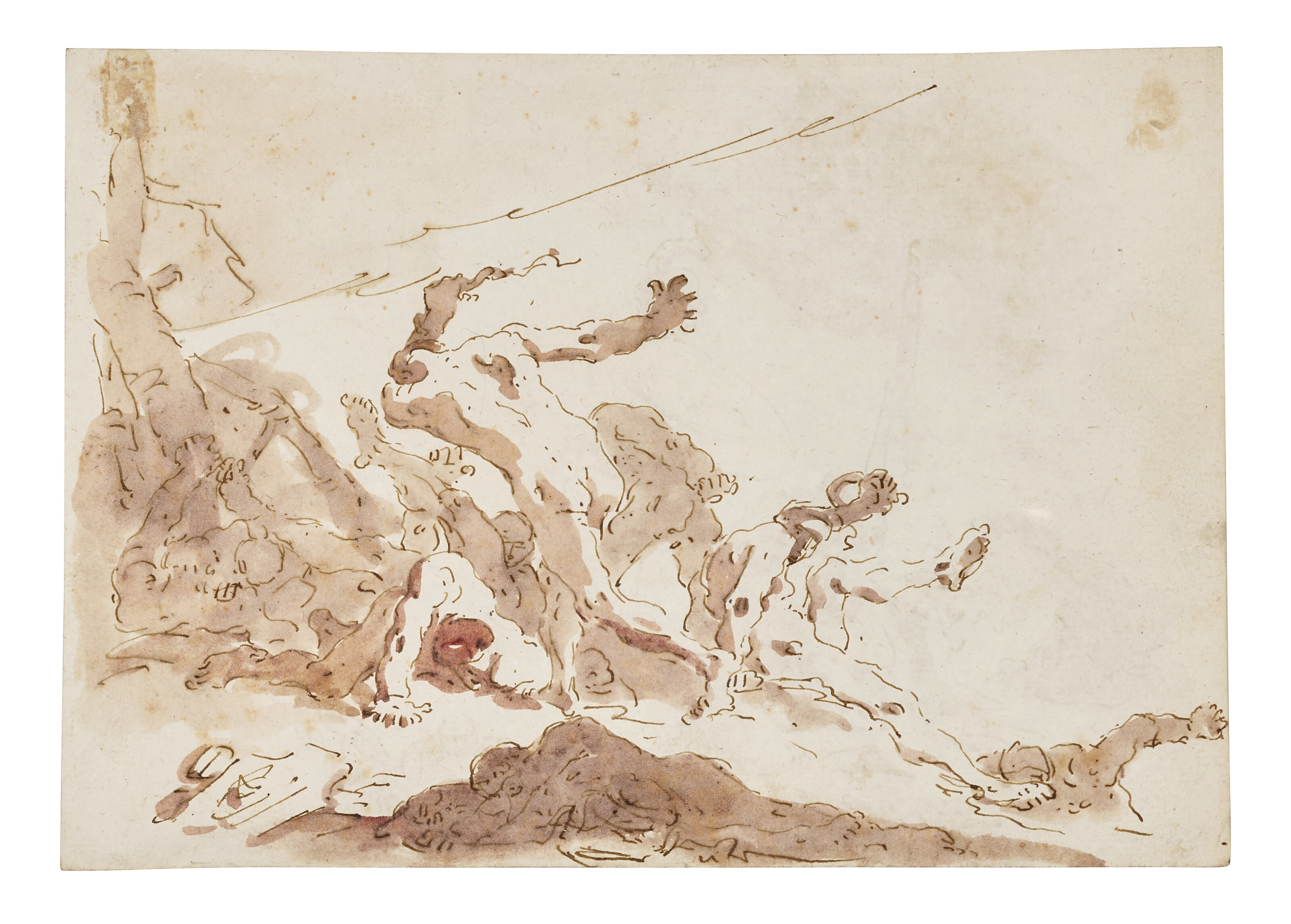 Giovanni Battista Tiepolo — Этюды к фигурам в "Моисее и бронзовом змее" (справа); "Смерть Софонисбы" (оборотная сторона); и этюды к фигурам в "Моисее и бронзовом змее" (справа); "Святом семействе" (оборотная сторона), изображение 2