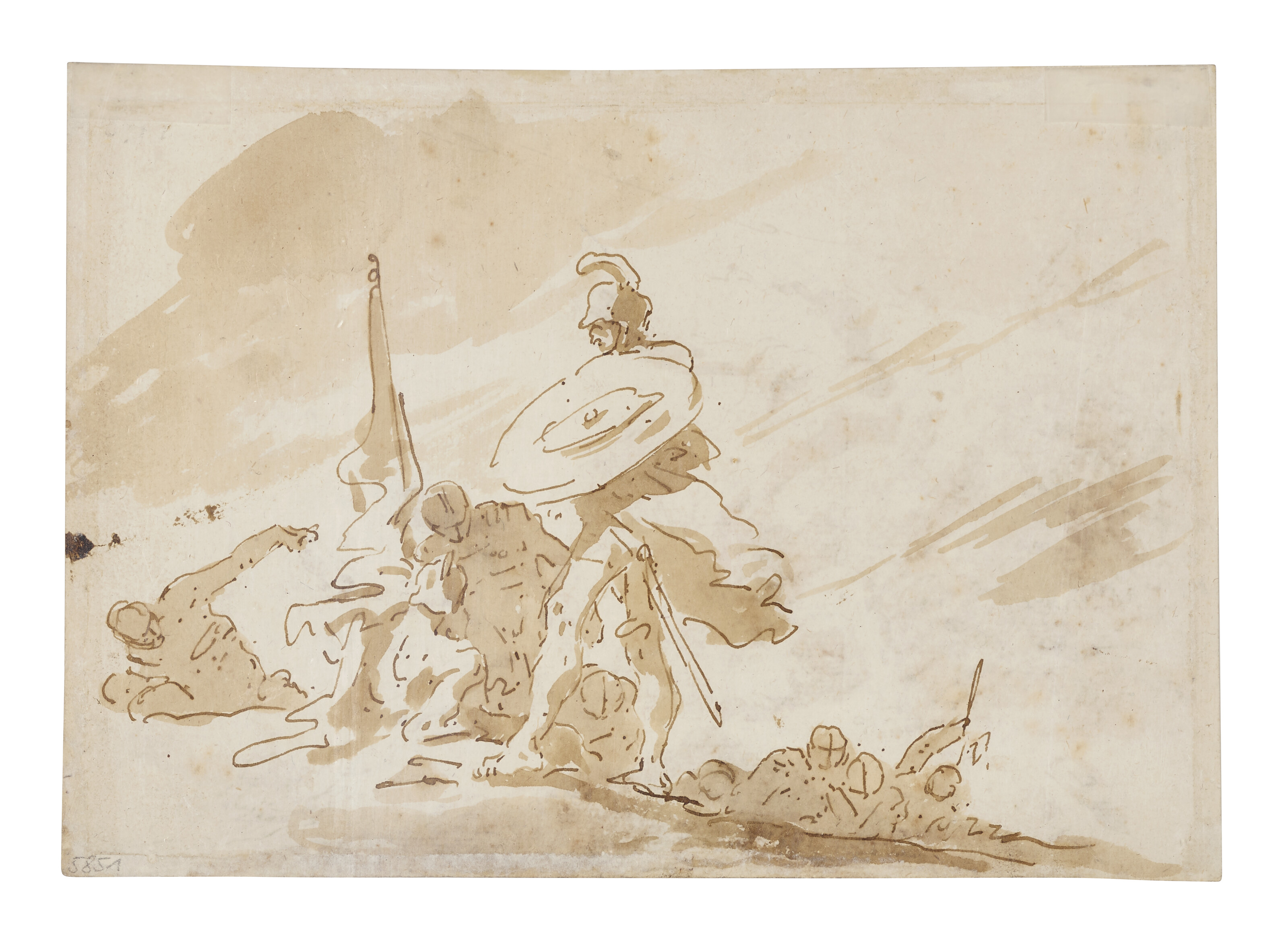 Giovanni Battista Tiepolo — Этюды к фигурам в "Моисее и бронзовом змее" (справа); "Смерть Софонисбы" (оборотная сторона); и этюды к фигурам в "Моисее и бронзовом змее" (справа); "Святом семействе" (оборотная сторона), изображение 4