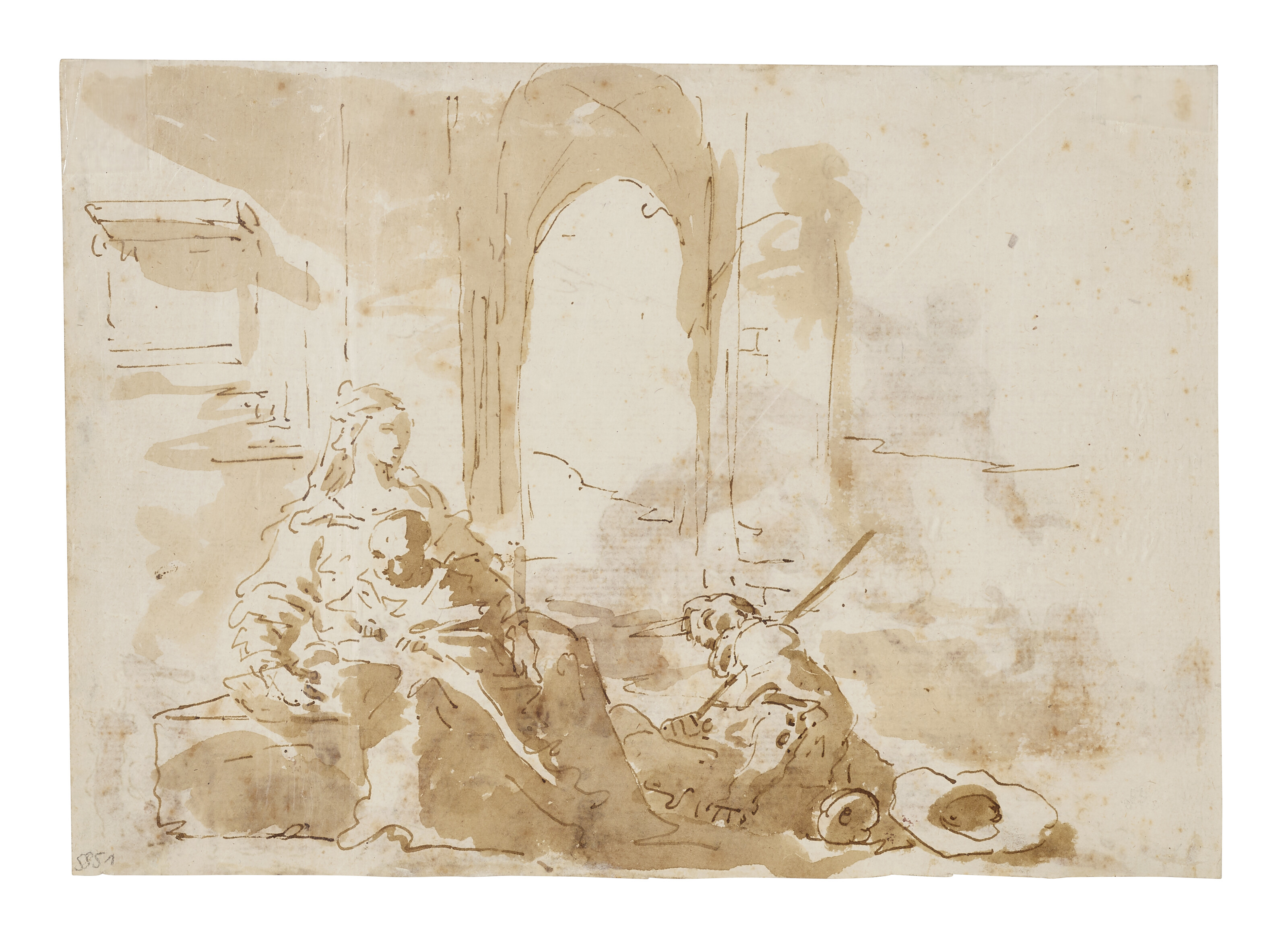 Giovanni Battista Tiepolo — Этюды к фигурам в "Моисее и бронзовом змее" (справа); "Смерть Софонисбы" (оборотная сторона); и этюды к фигурам в "Моисее и бронзовом змее" (справа); "Святом семействе" (оборотная сторона), изображение 5