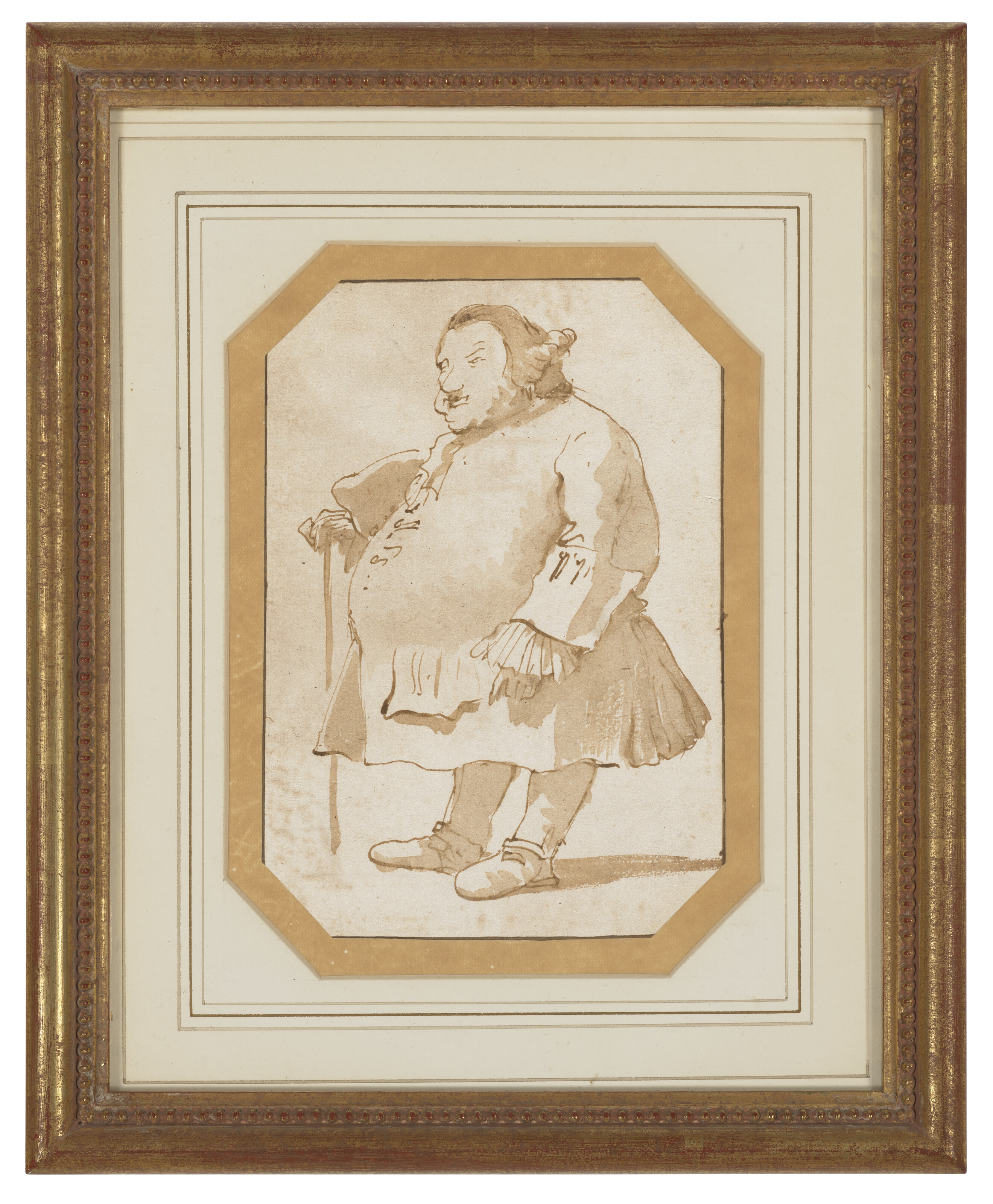 Giovanni Battista Tiepolo — Карикатура на джентльмена, идущего слева и держащего в руке трость, изображение 2