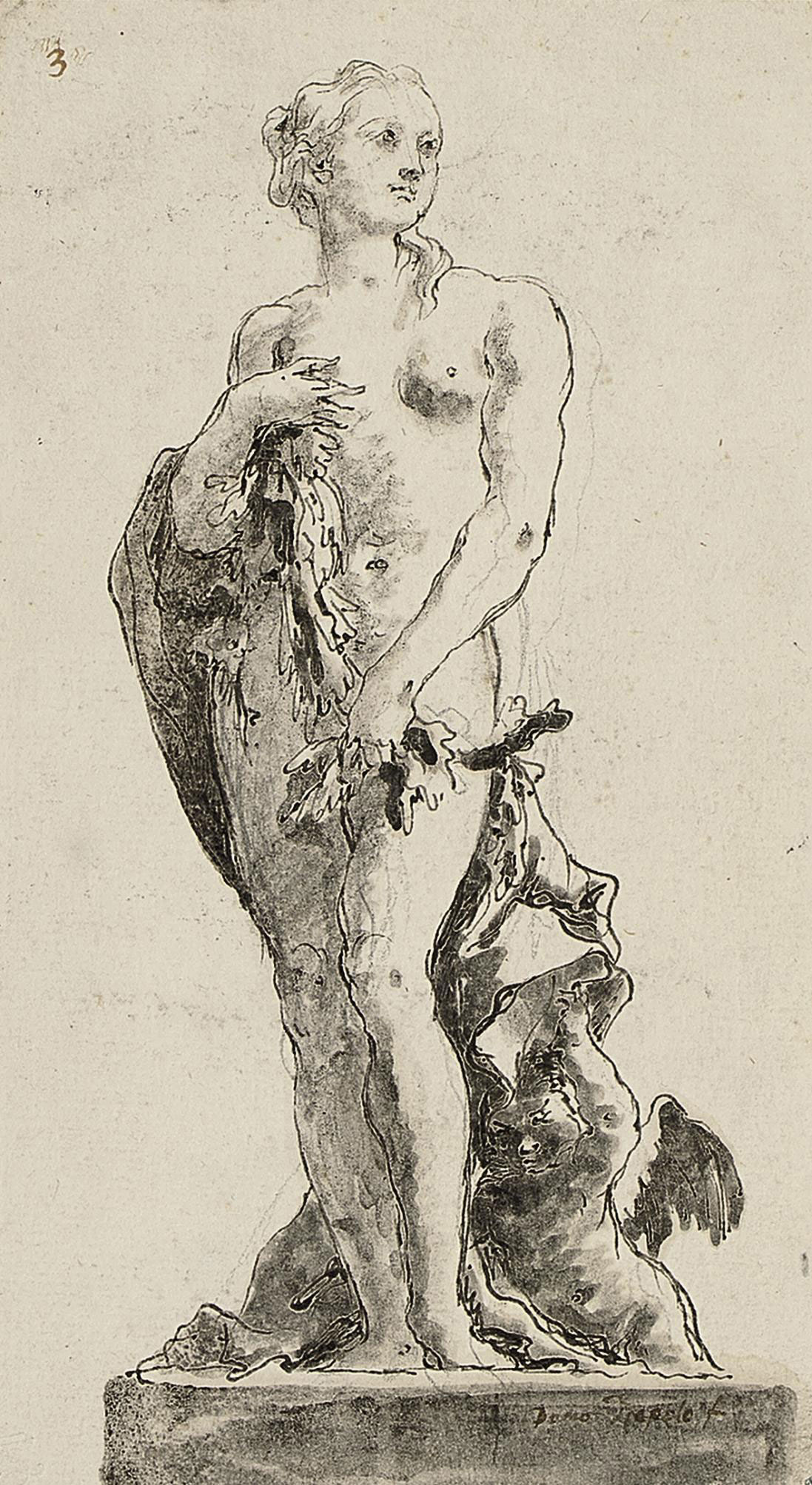 Giovanni Battista Tiepolo — Карикатура на стоящего кавалера, опирающегося на посох