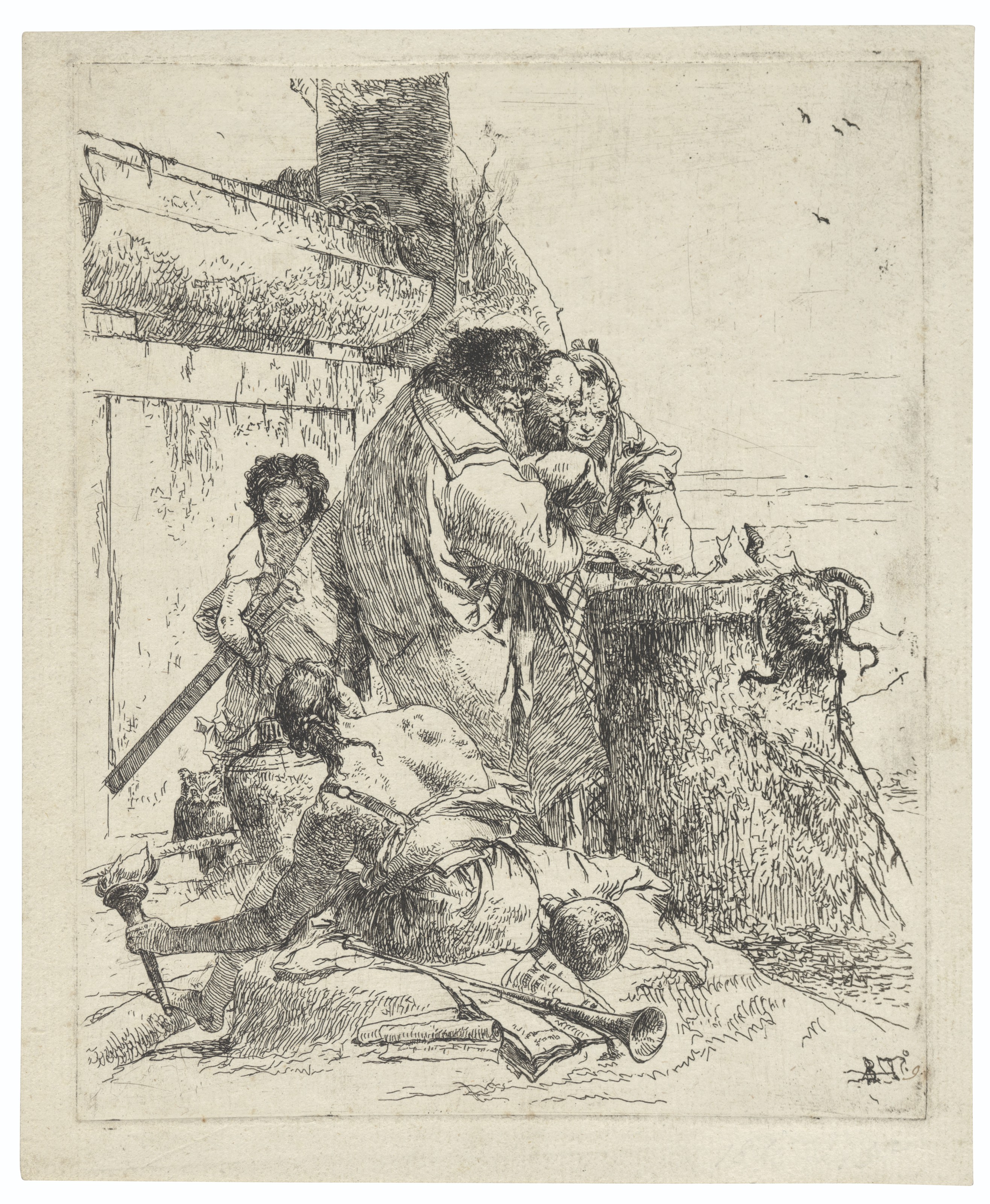 Giovanni Battista Tiepolo — Пять тарелок от: Scherzi di Fantasia, изображение 5