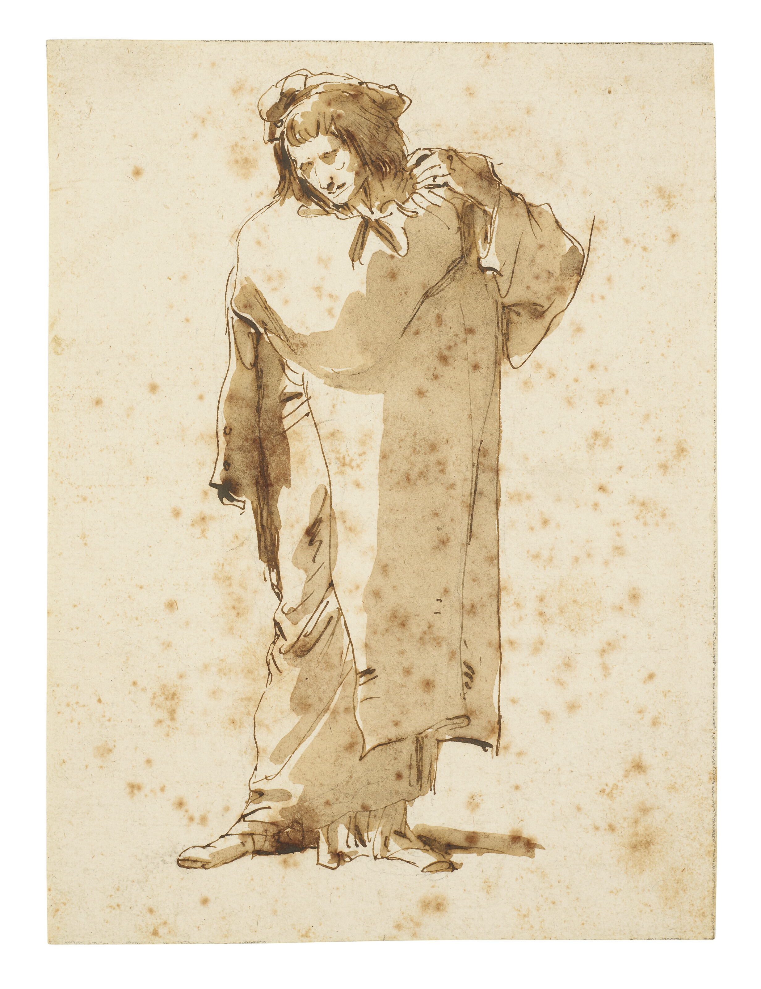 Giovanni Battista Tiepolo — Мужчина смотрит вниз, налево, прижав руки к плечам