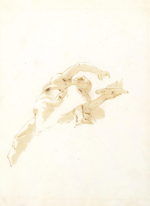 Giovanni Battista Tiepolo — Фигура с факелом в руках, видимая снизу