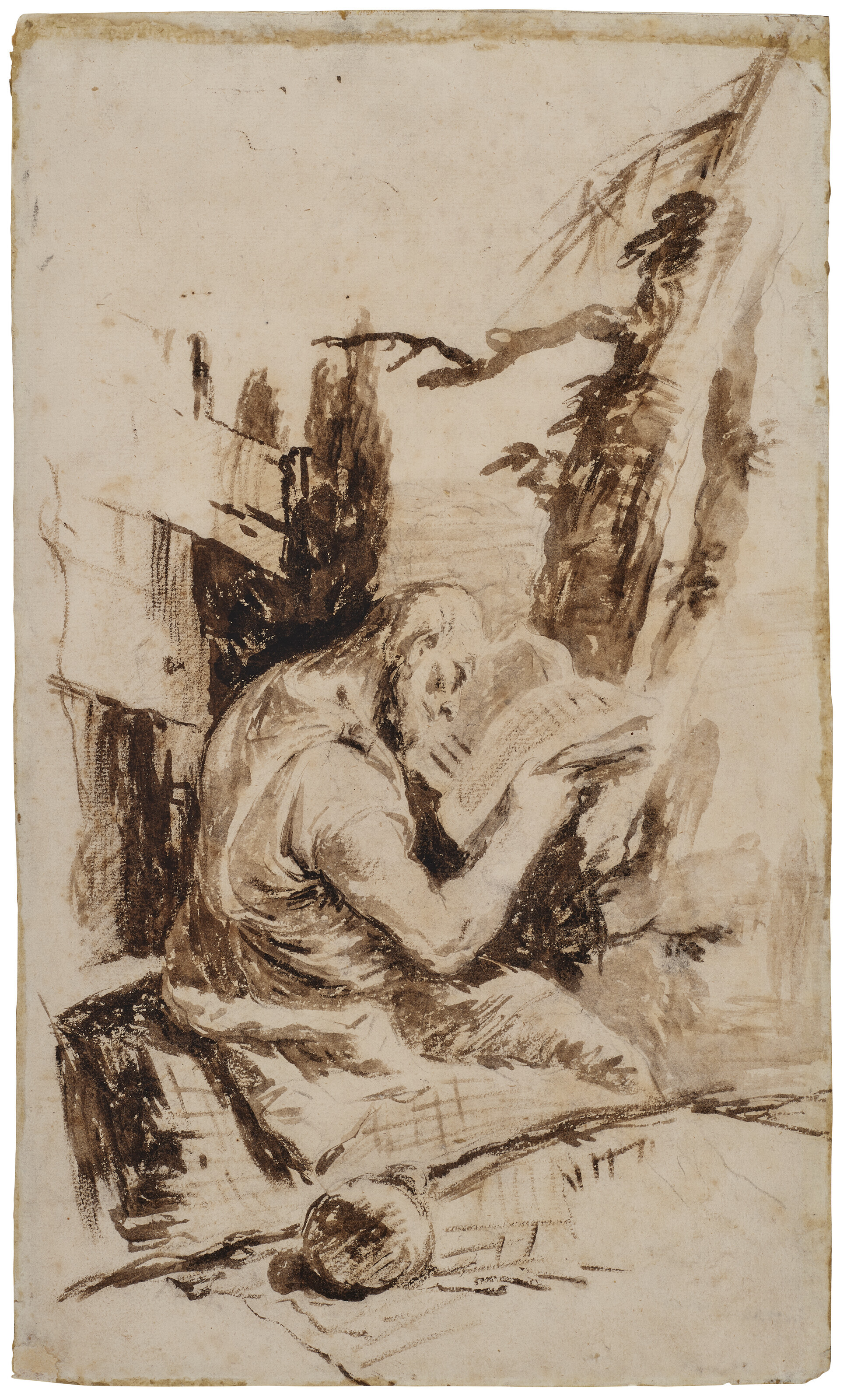 Giovanni Battista Tiepolo — Святой отшельник, читающий в пустыне