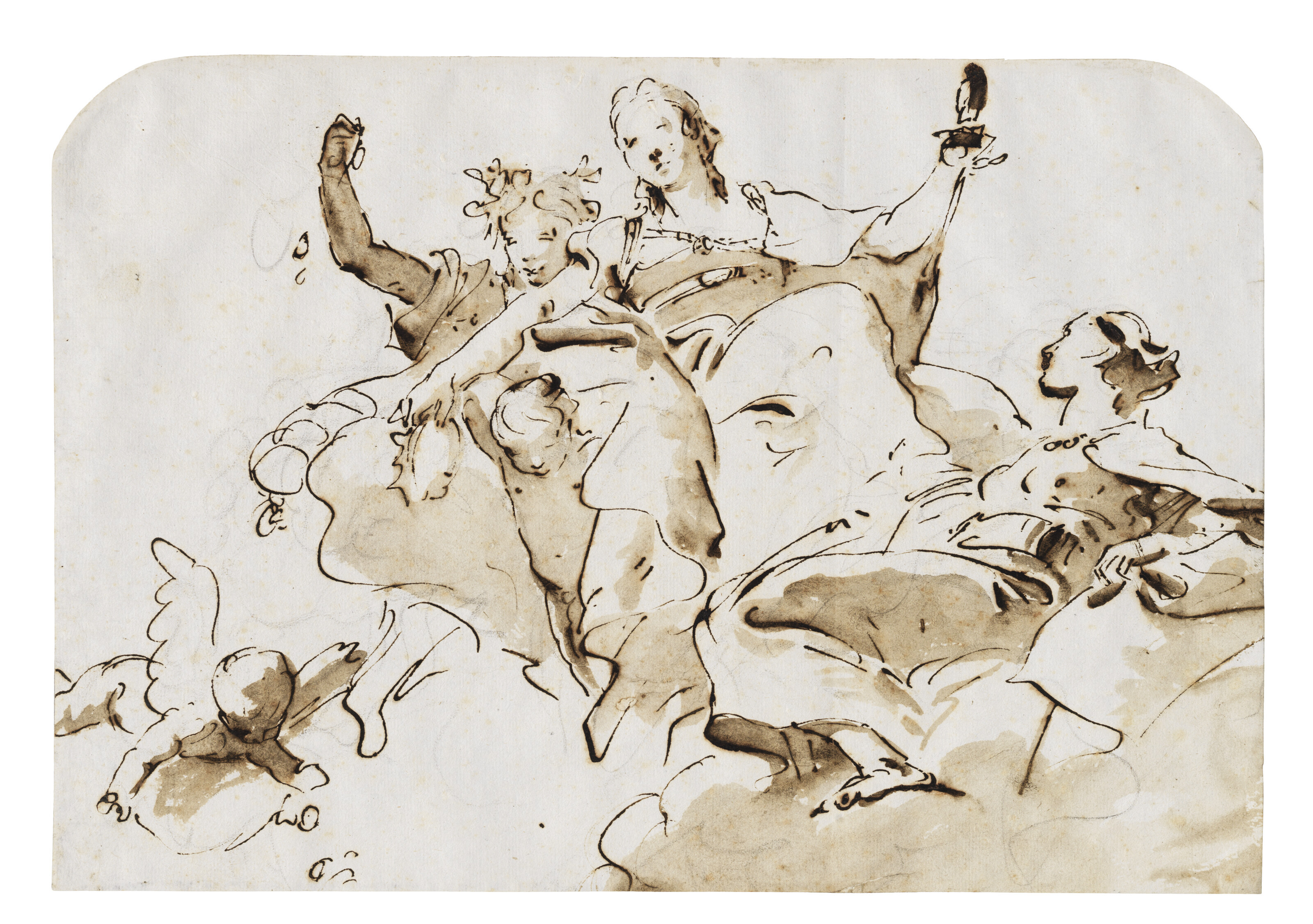 Giovanni Battista Tiepolo — Благородство, щедрость и еще одна аллегорическая фигура, восседающая на облаках