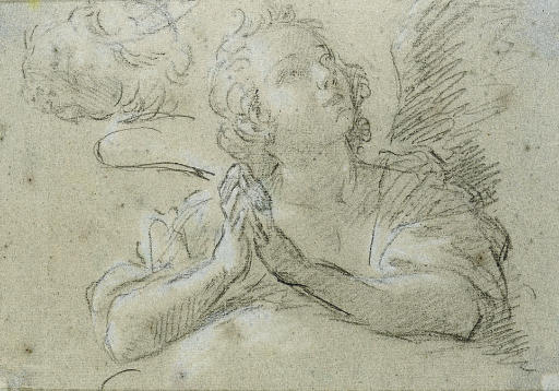 Giovanni Battista Tiepolo — Ангел, длиной до груди, смотрящий вверх и вправо, с дополнительной проработкой головы