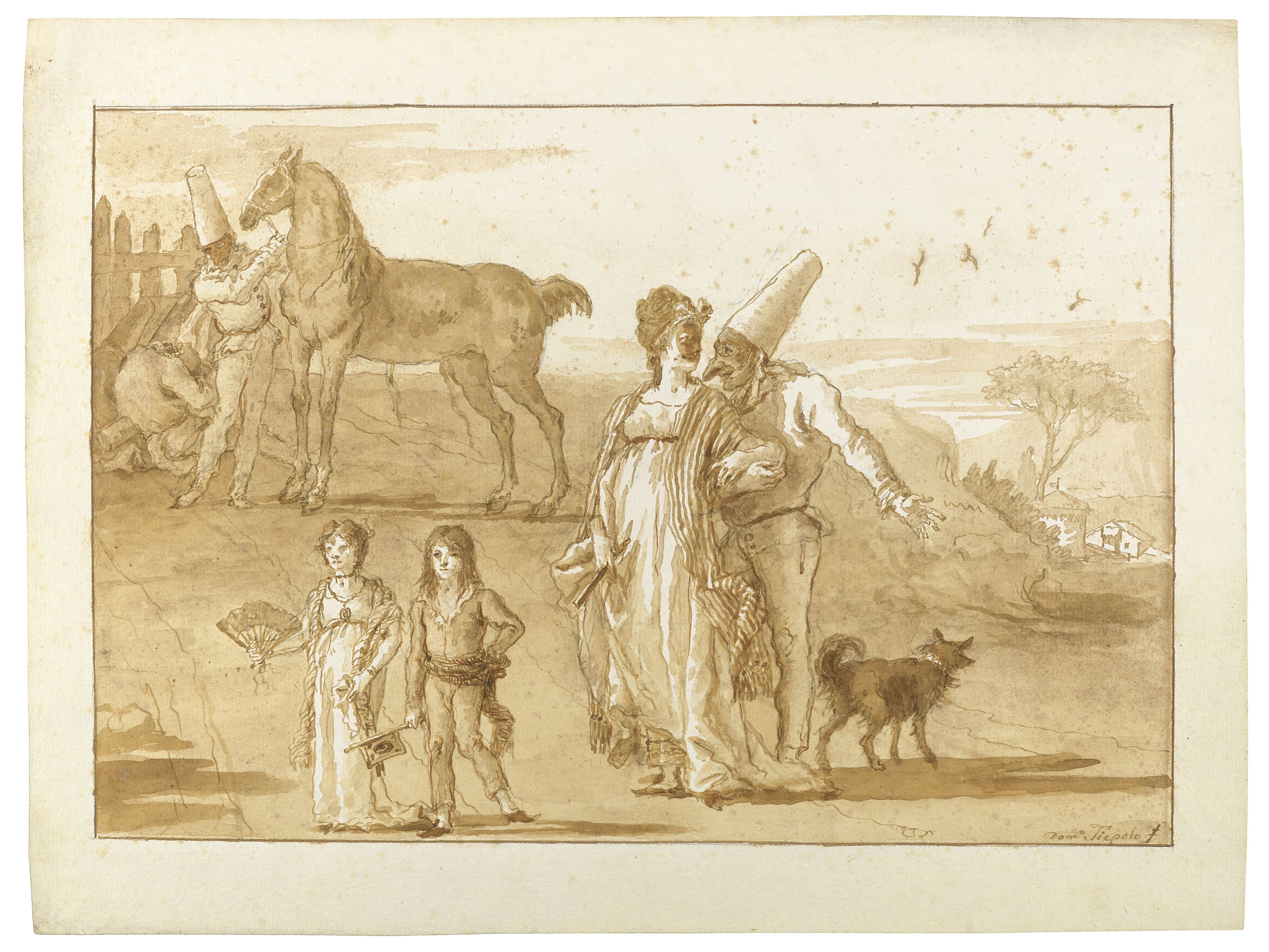 Giovanni Domenico Tiepolo — Полицейский в компании молодой дамы, только для двоих детей и кавалера, изображение 2