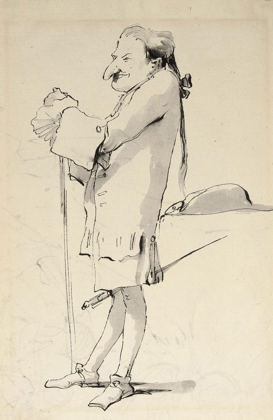 Giovanni Domenico Tiepolo — Венера на пьедестале, путто у ее ног поддерживает драпировку