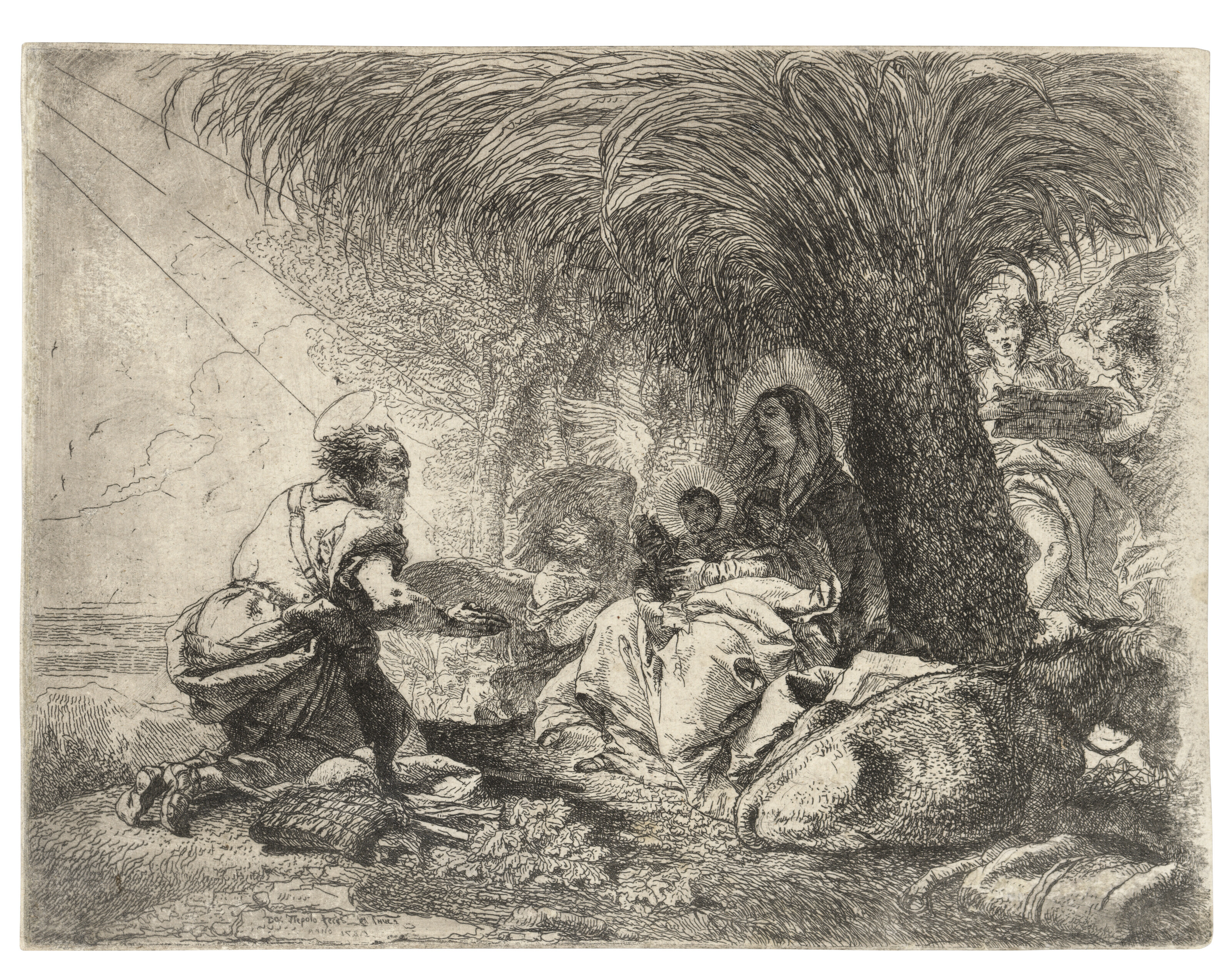 Giovanni Domenico Tiepolo — Иосиф, поклоняющийся младенцу под пение двух ангелов, из фильма "Бегство в Египет"