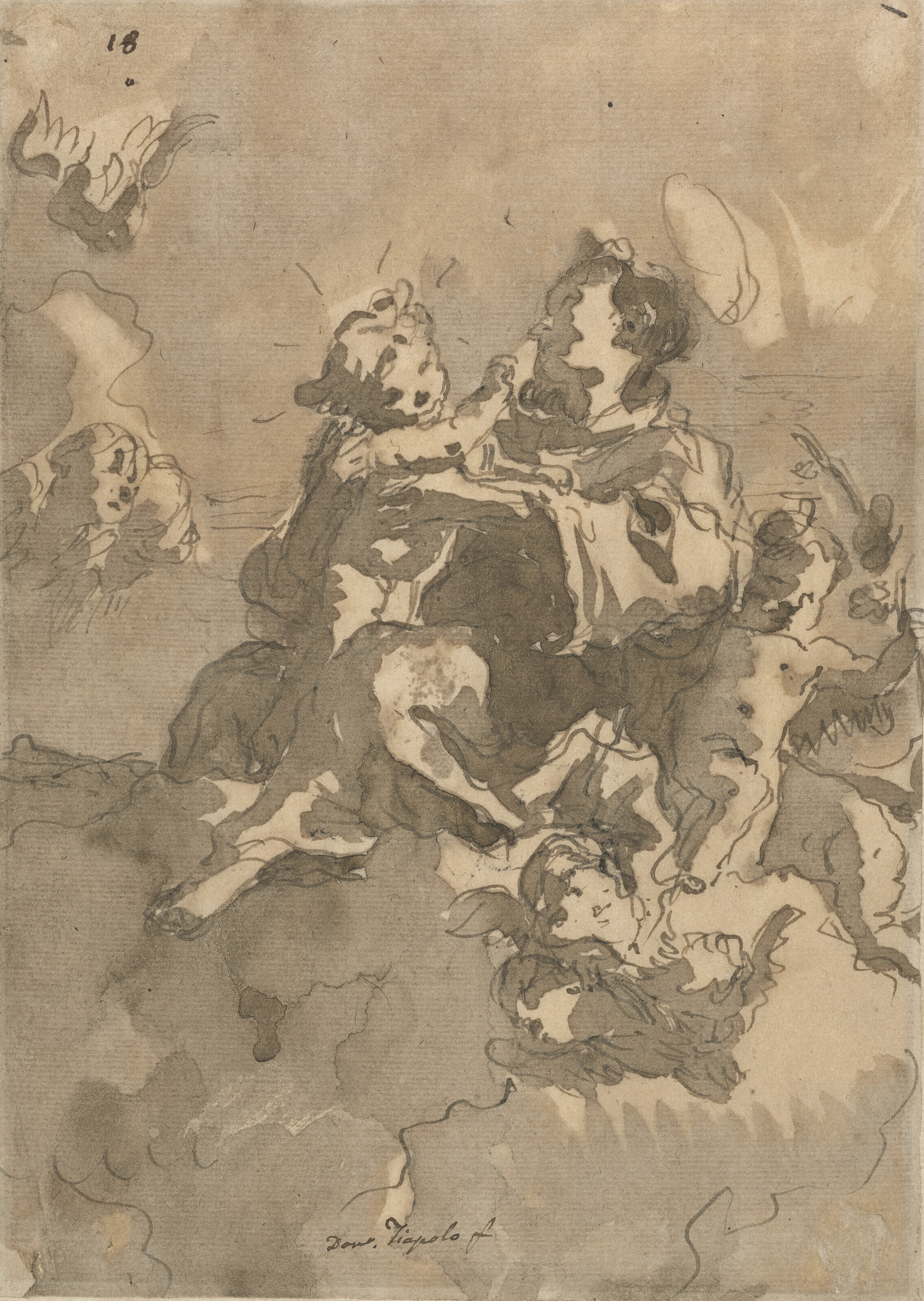 Giovanni Domenico Tiepolo — Святой Антуан и окружение Иисуса Христа в путти