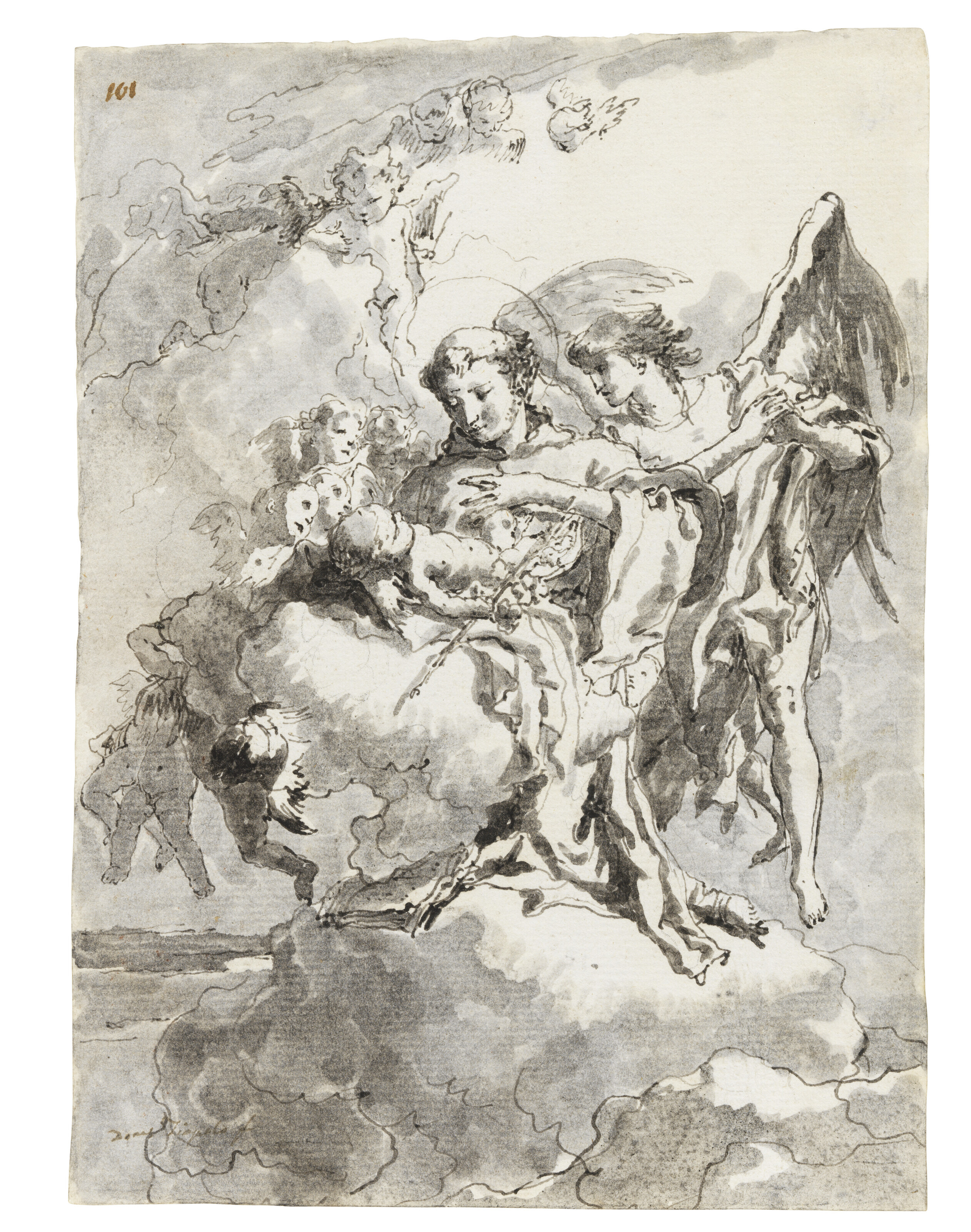 Giovanni Domenico Tiepolo — Святой Антоний Падуанский с Младенцем Христом во славе в окружении ангелов