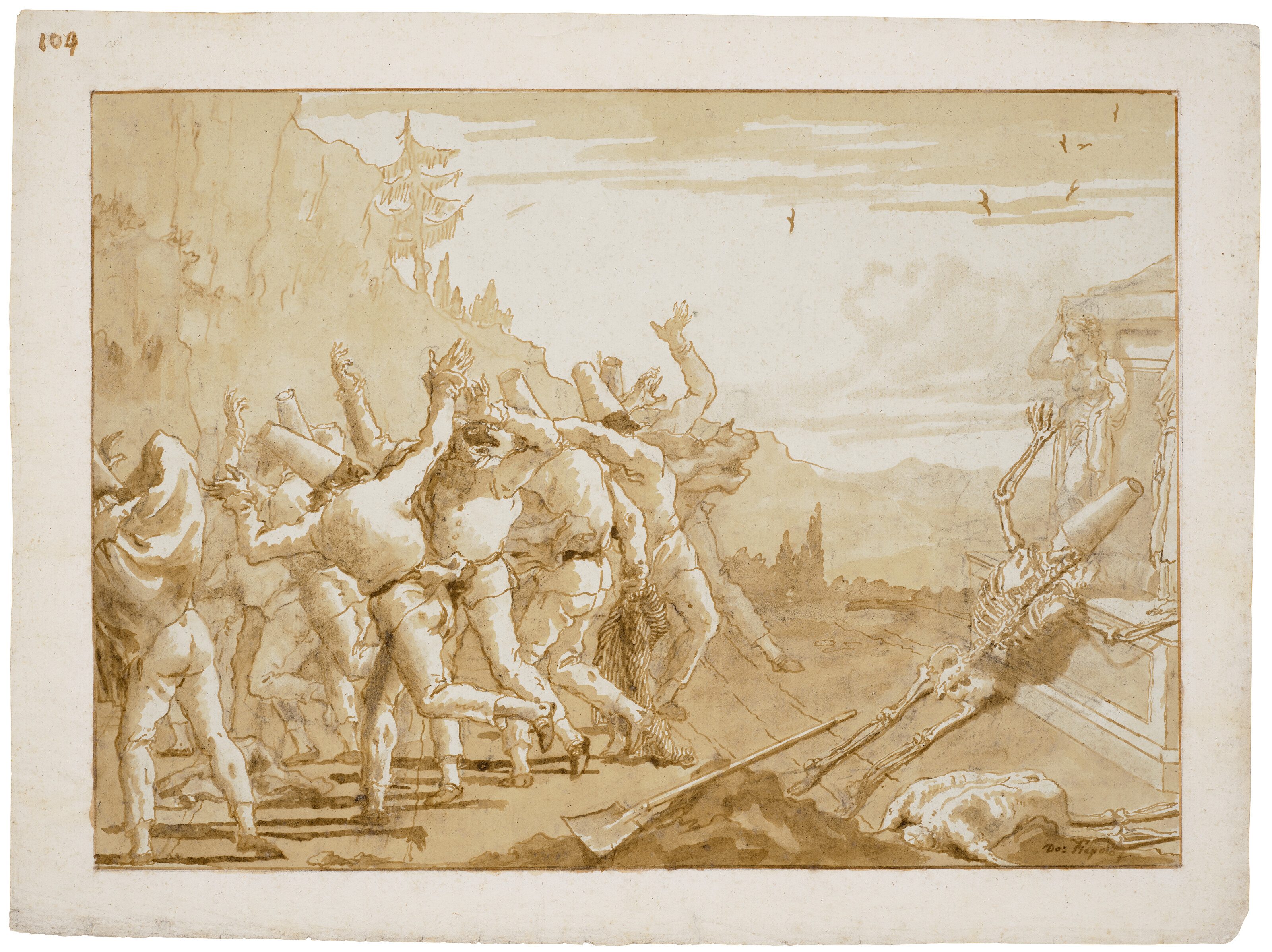 Giovanni Domenico Tiepolo — Появление скелета Панчинелло перед его могилой