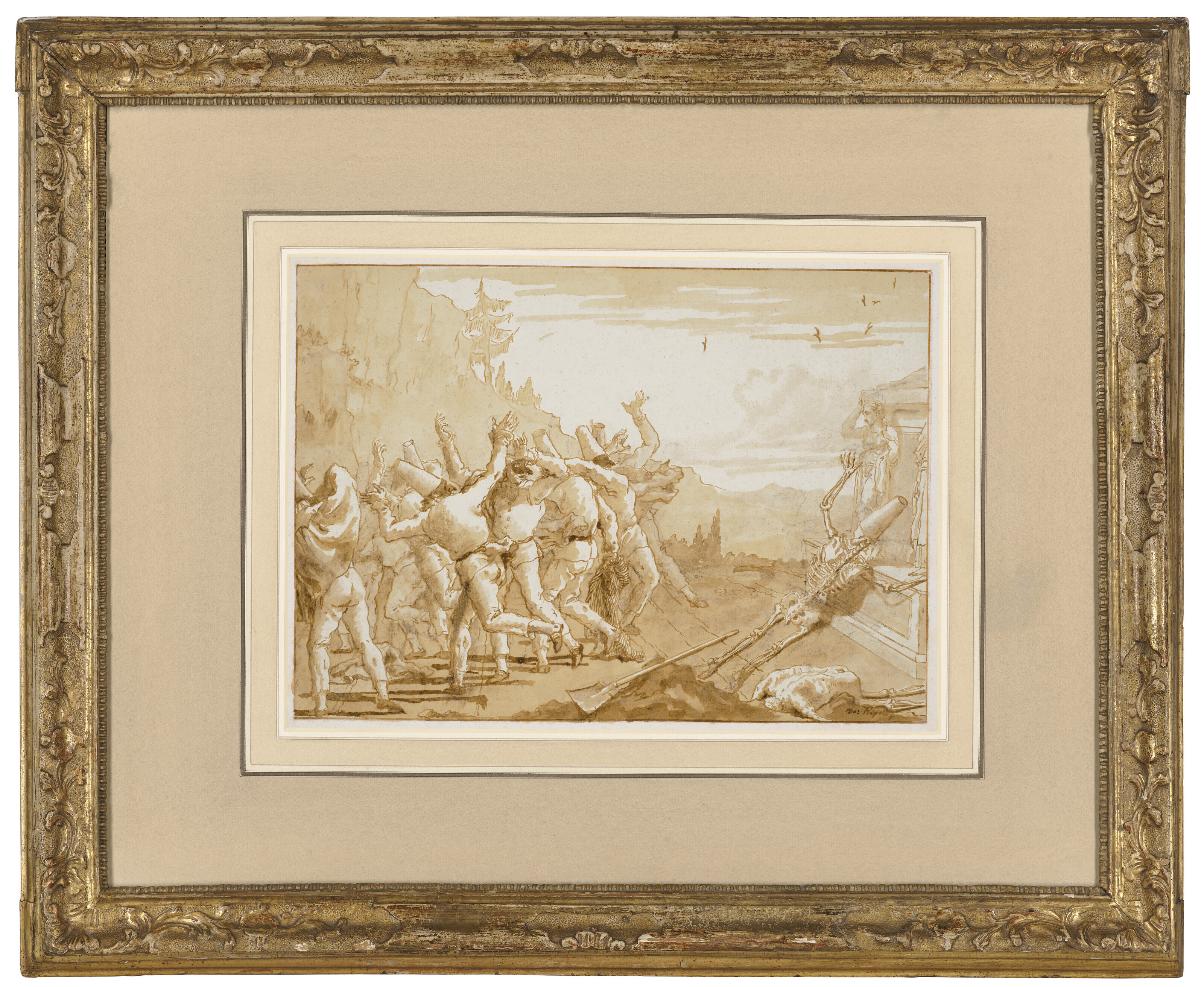 Giovanni Domenico Tiepolo — Появление скелета Панчинелло перед его могилой, изображение 2