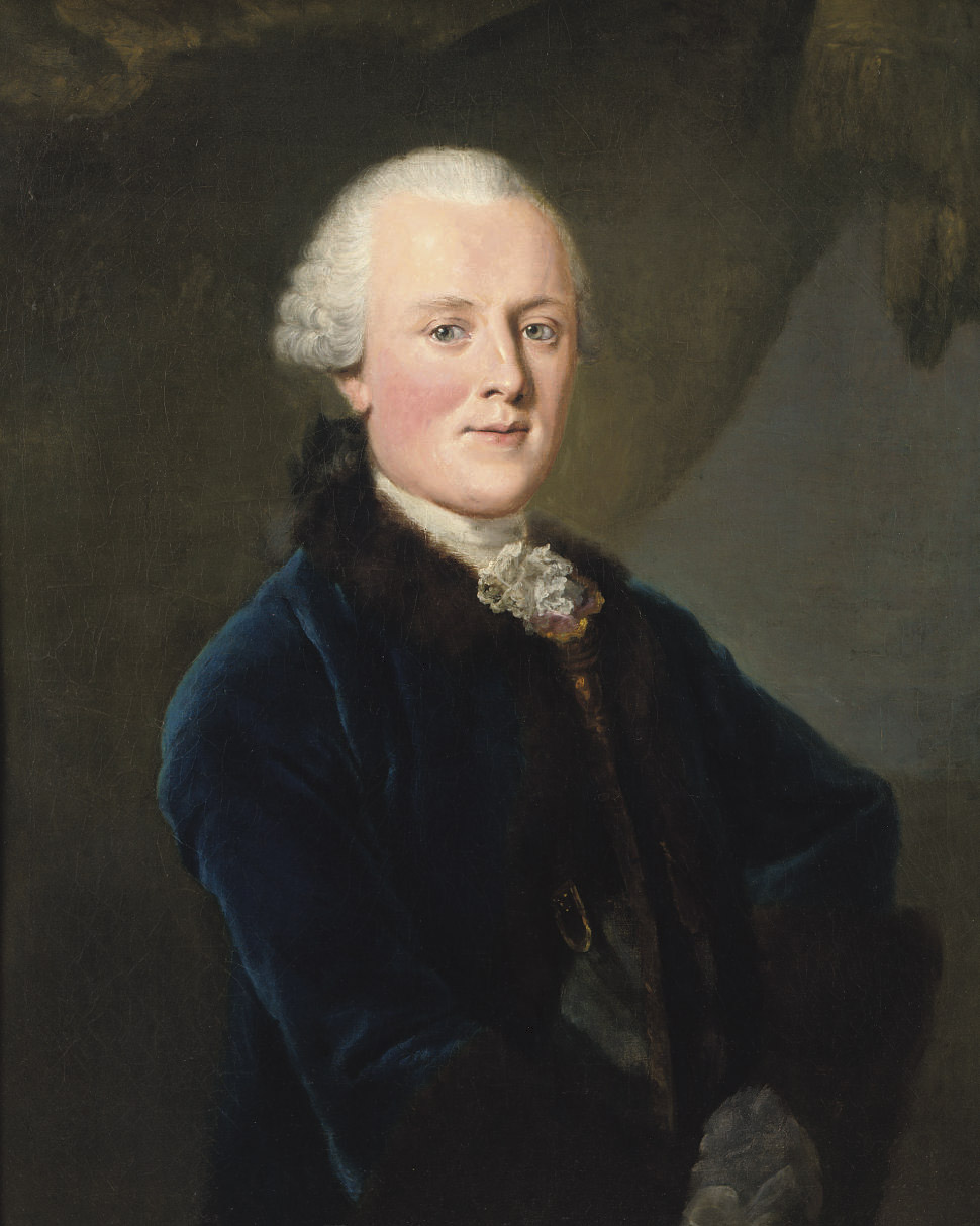 Graff — Портрет Юлиуса Гебхарда, графа фон Хойма (1721-1769), стоящего в полный рост в синем пальто, подбитом мехом