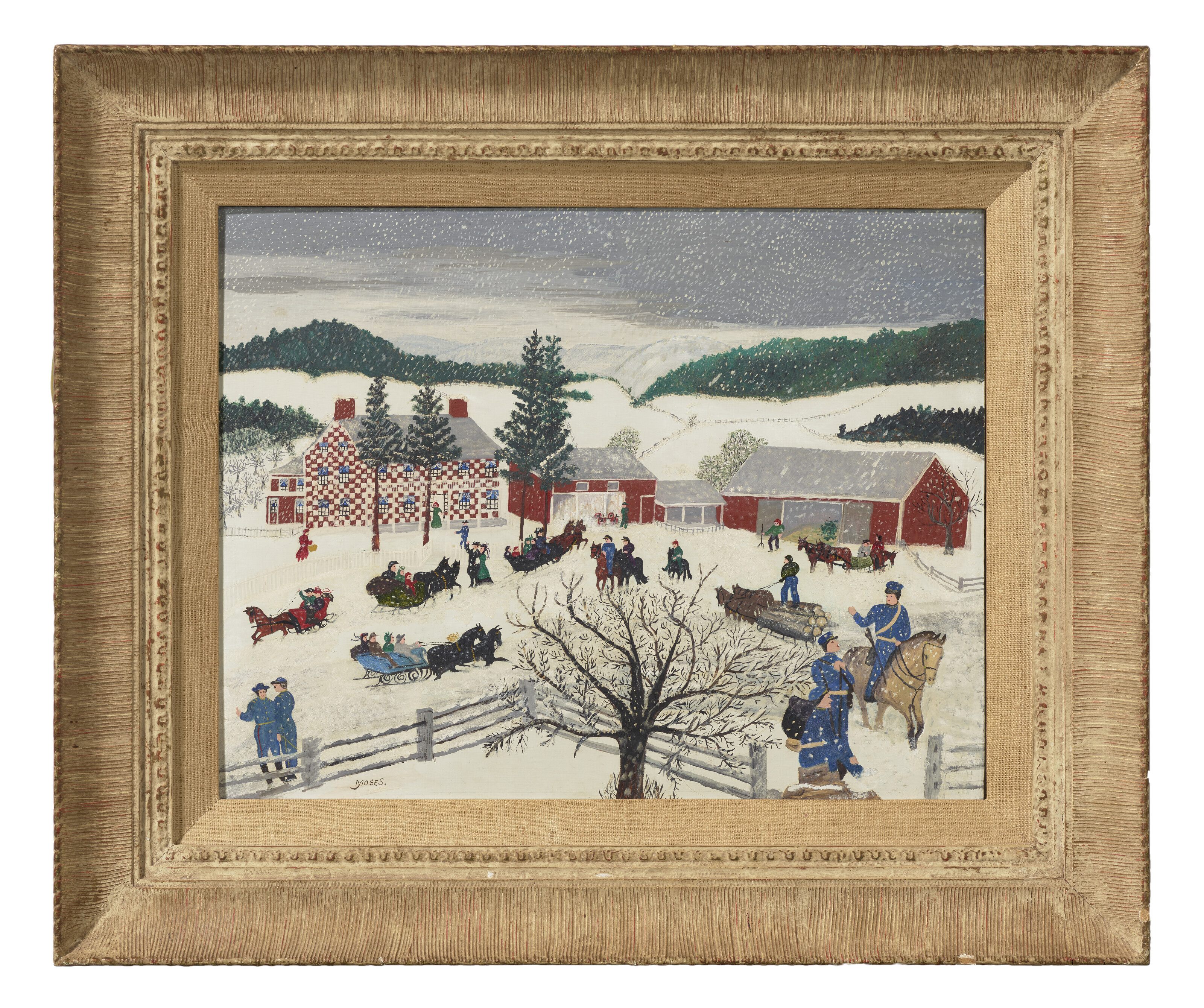 Grandma Moses — КЛЕТЧАТЫЙ ДОМ В 1717 ГОДУ, изображение 3