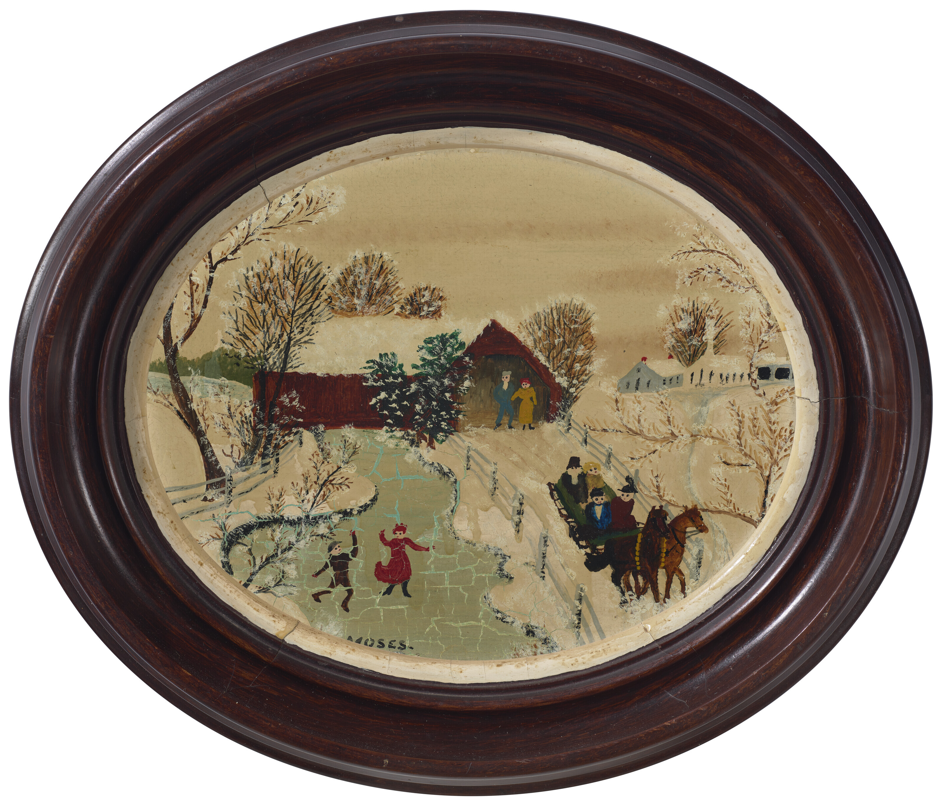 Grandma Moses — Через мост зимним днем, изображение 2
