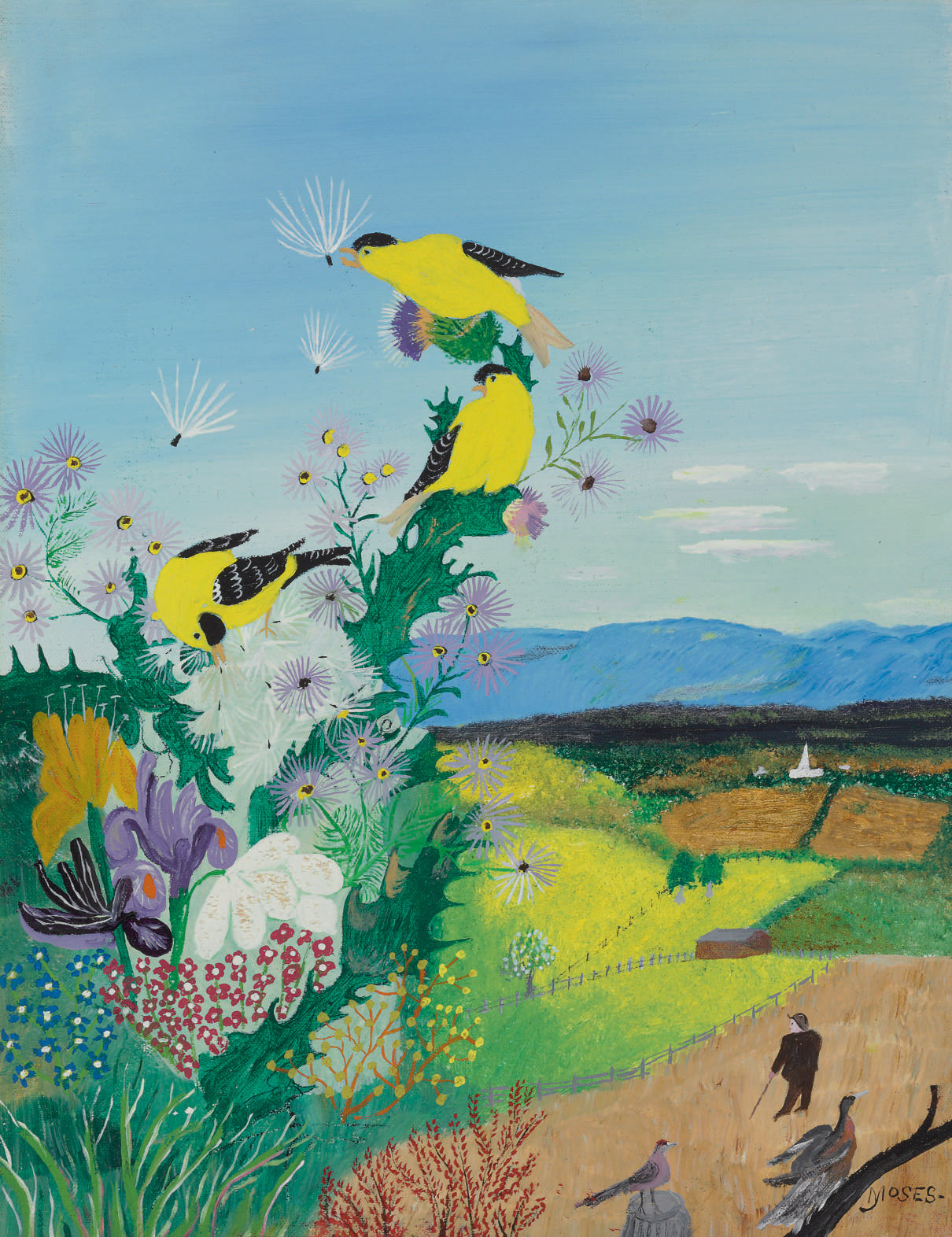 Grandma Moses — Желтые птицы