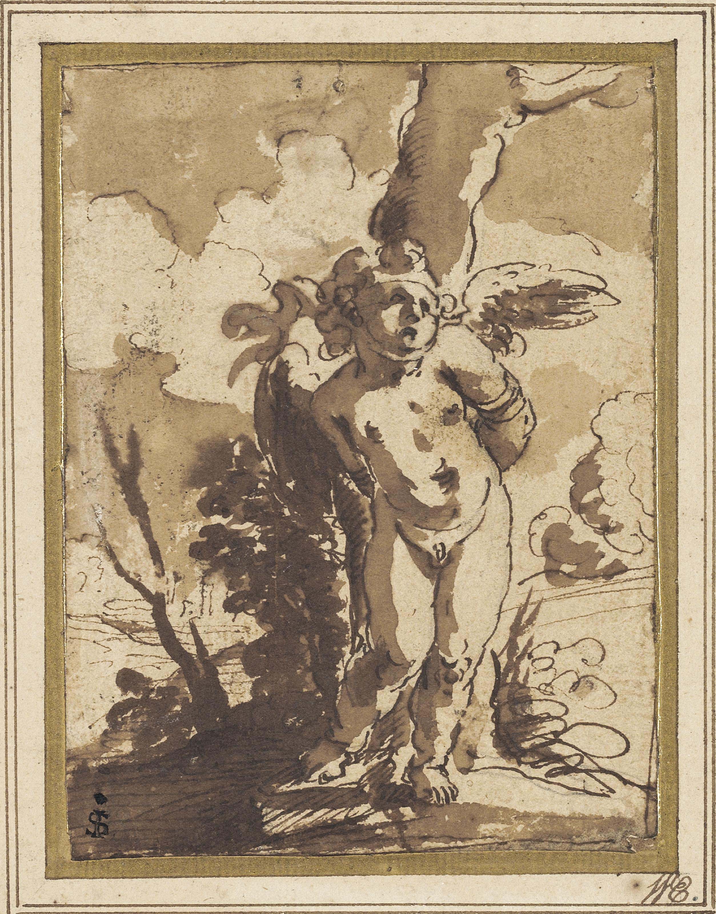 Guido Reni — Купидон, привязанный к дереву