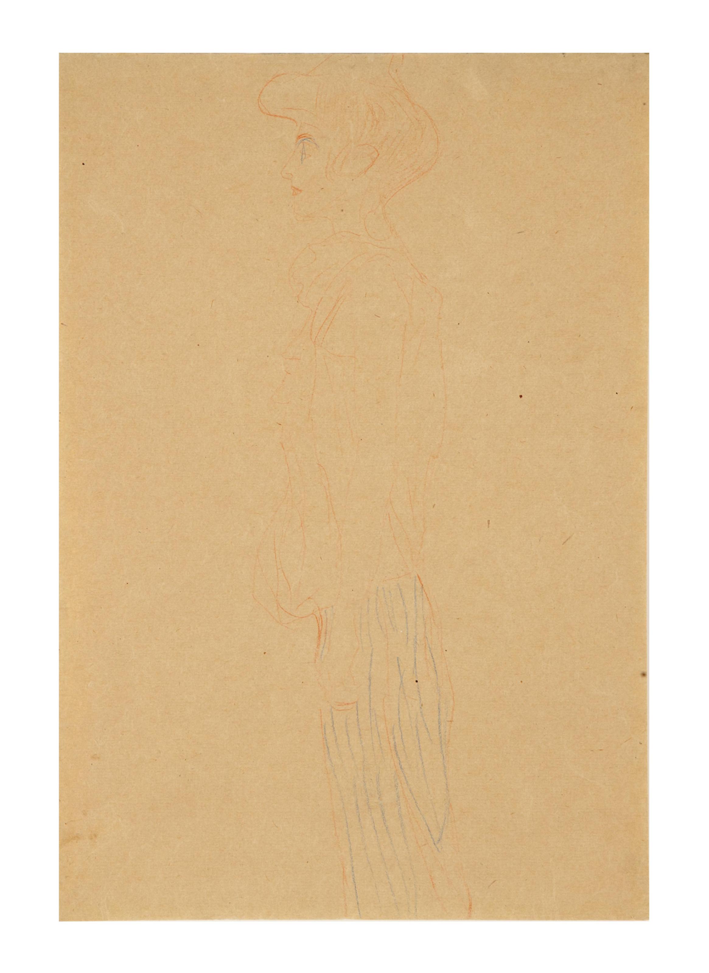 Gustav Klimt — Набросок женщины, стоящей в профиль