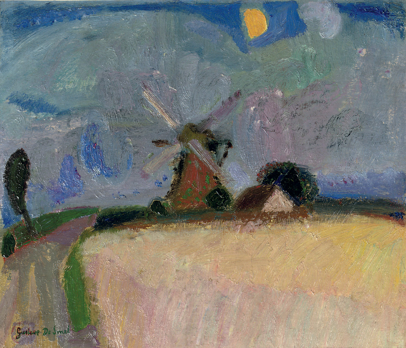 Gustave de Smet — Ветряная мельница на фоне пейзажа, Хет-гой
