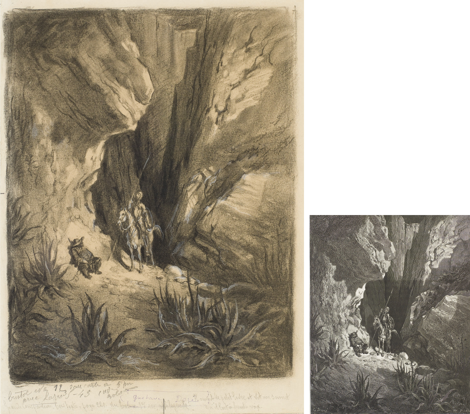 Gustave Dore — Дон Кихот - рыцарь Санчо Панча в долине Сьерра-Морена