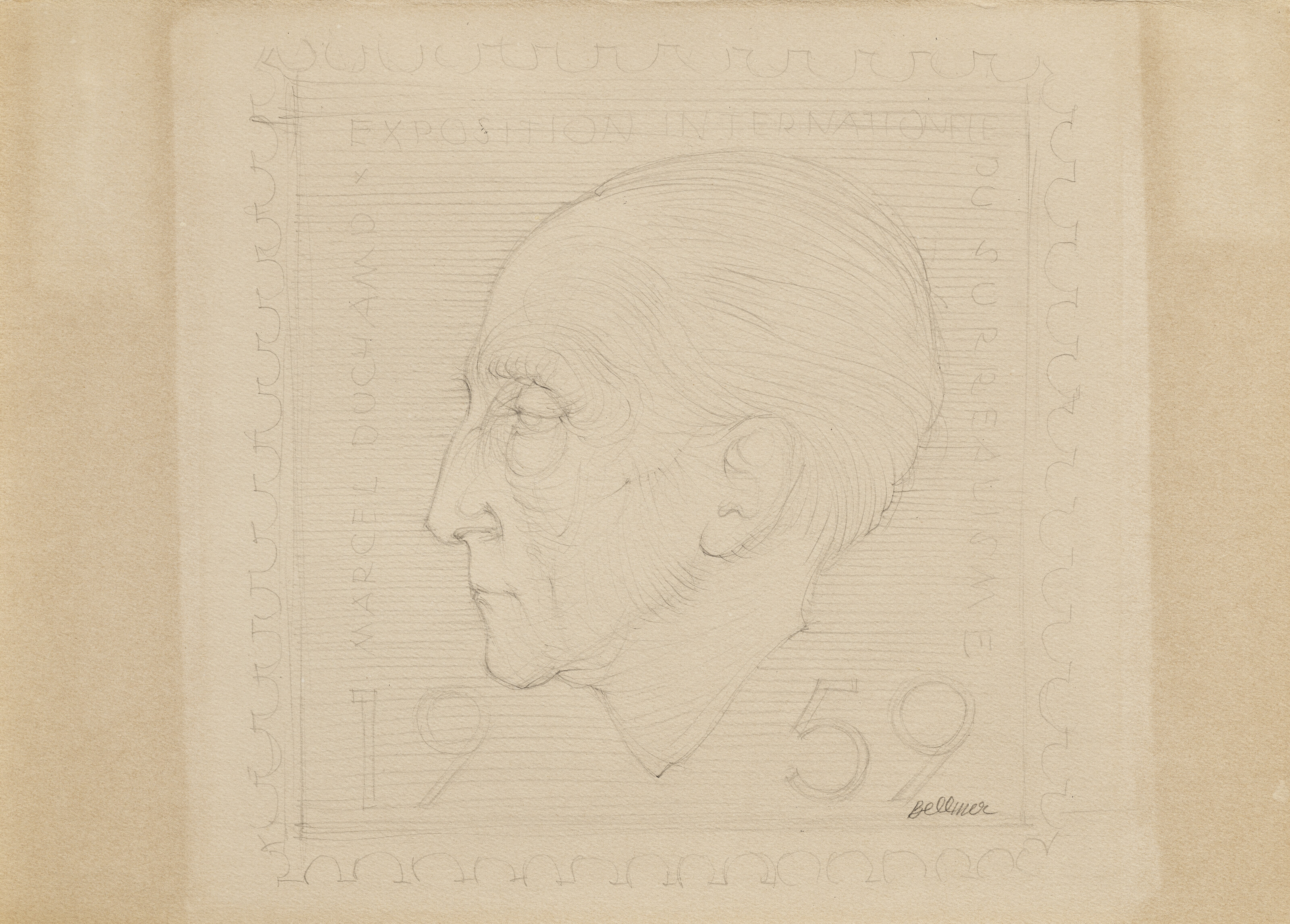 Hans Bellmer — Портрет Марселя Дюшана, проект для выставки "Эрос", 1959, изображение 2