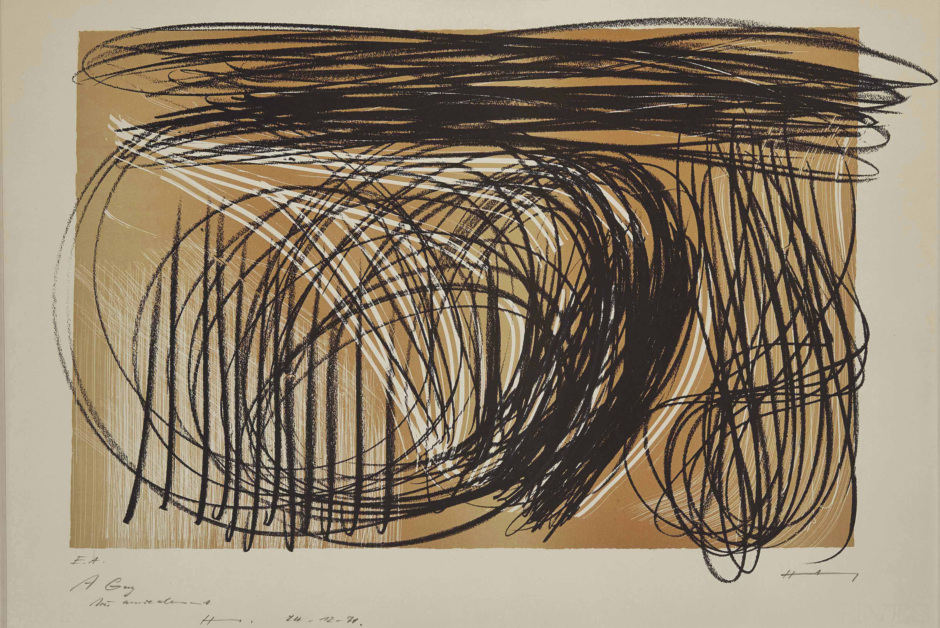 Hans Hartung — L-4; L.1971; Композиция 16 (Schmücking, стр. 67, 45)