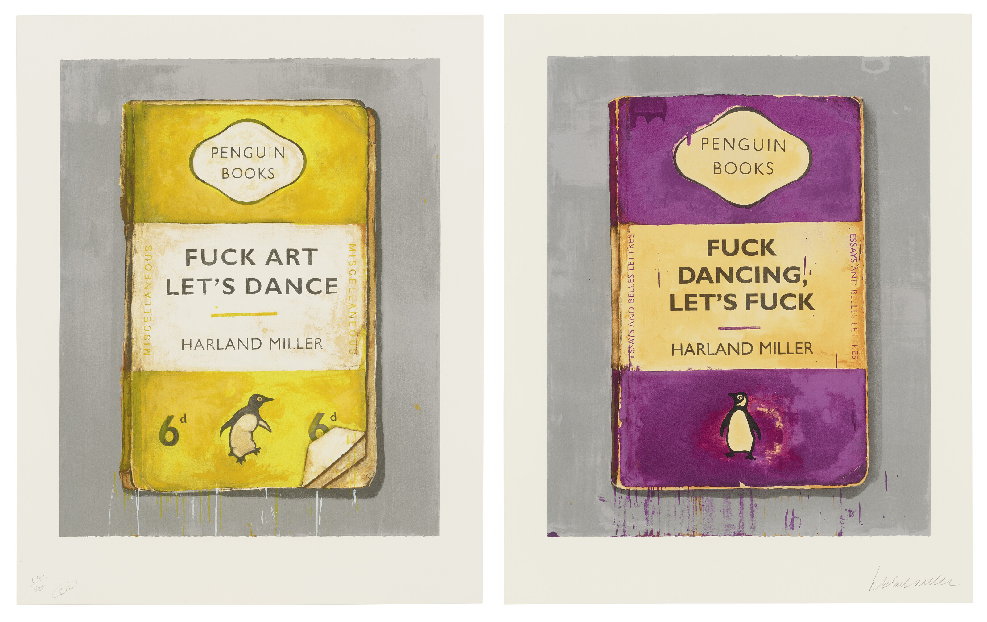Harland Miller — К черту Искусство, Давайте танцевать, к черту танцы, давайте трахаться (Диптих)