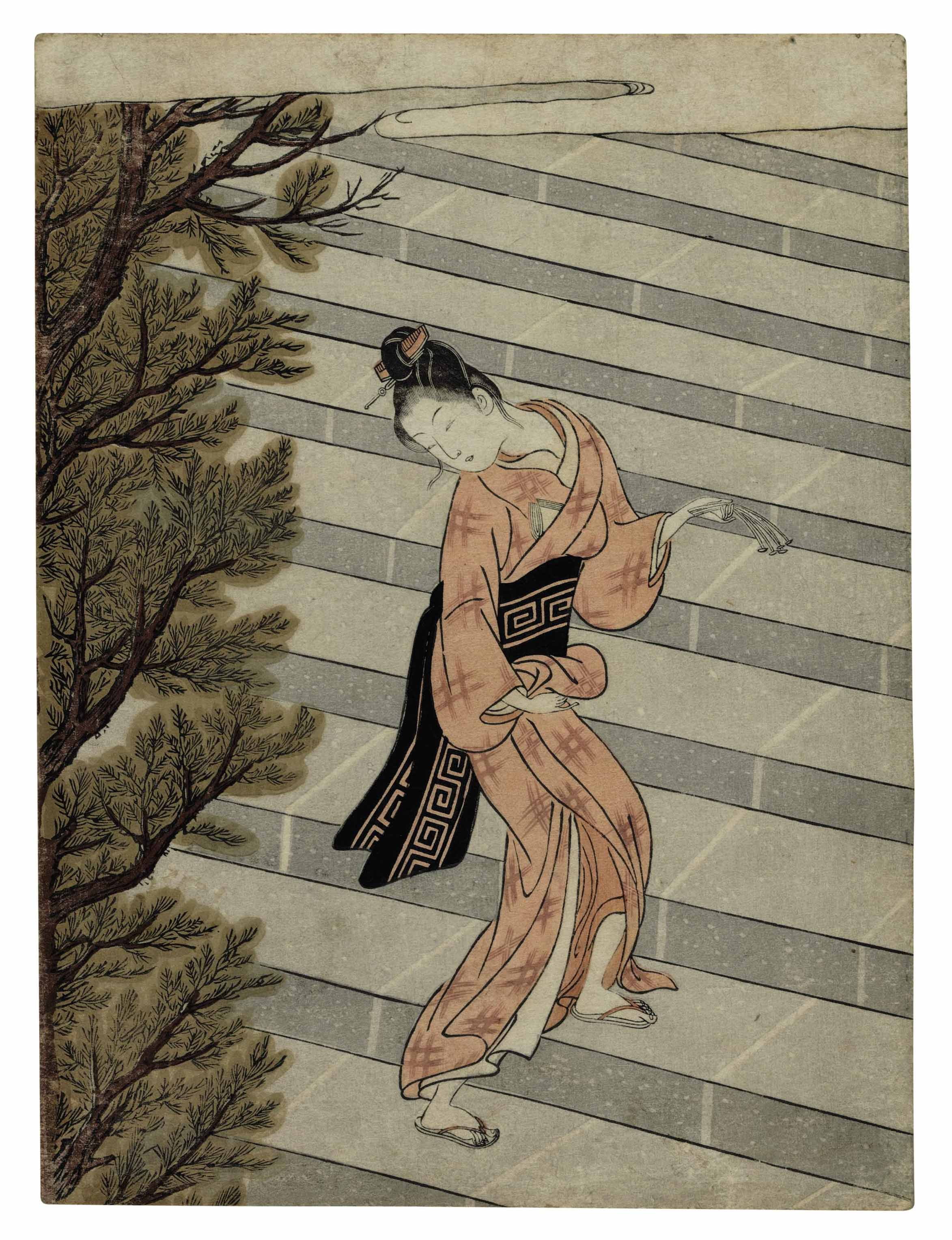 Harunobu Suzuki — Ритуал стократного подъема по лестнице (Охьякудо) , ок. 1765-66