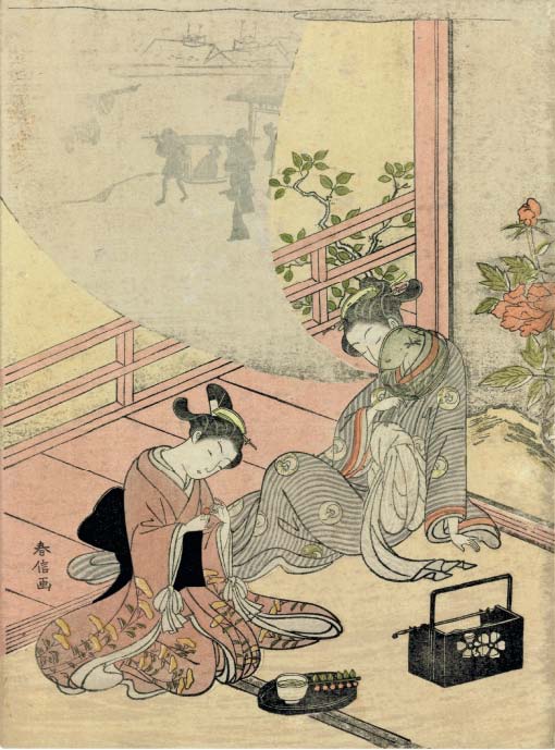 Harunobu Suzuki — Мечтательная красавица и служанка , ок. 1765
