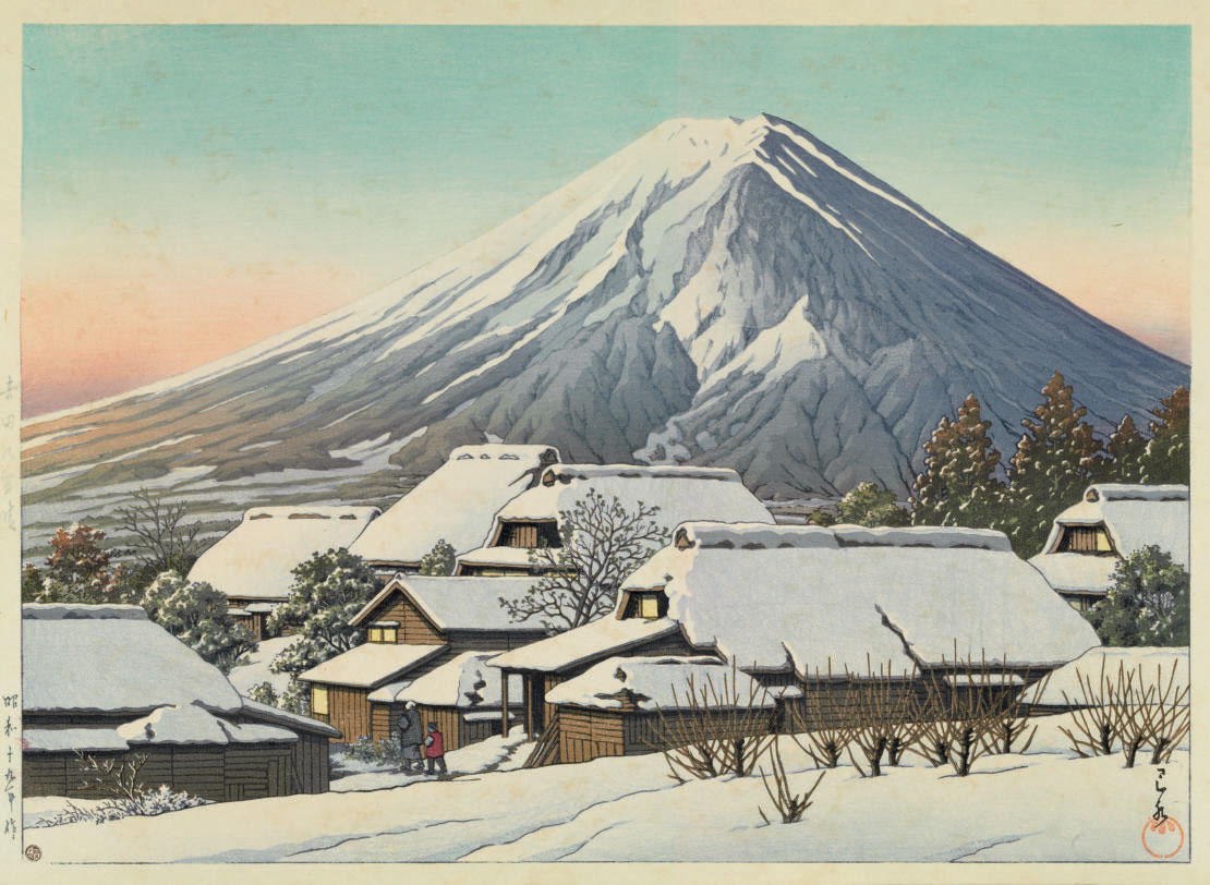 Hasui Kawase — Есида-но юкибарэ (Расчистка после снега, Есида), 1944