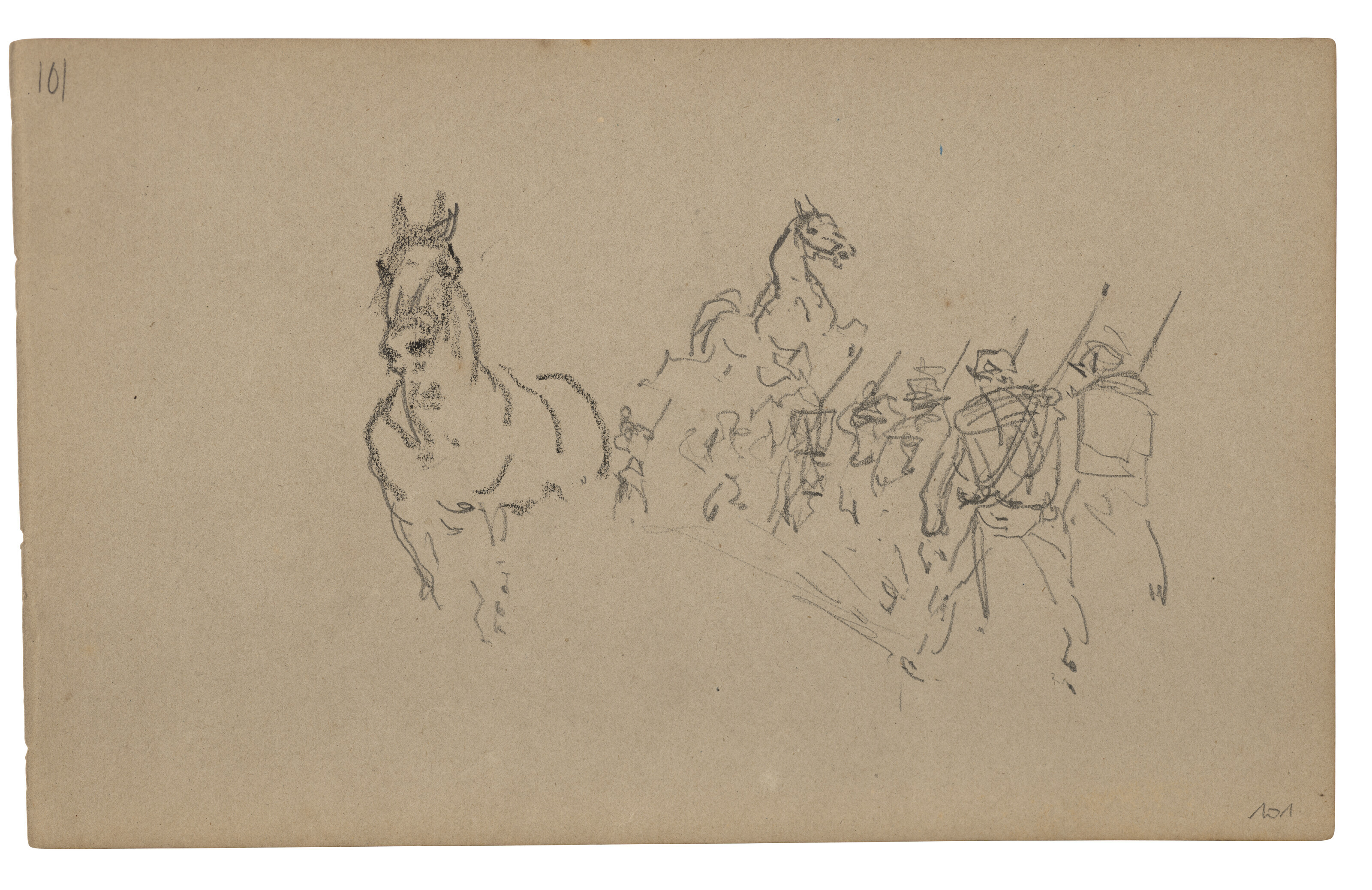 Henri de Toulouse-Lautrec — Кавалер ( спереди ); Военный маневр и рыцарские этюды ( сзади ), изображение 3