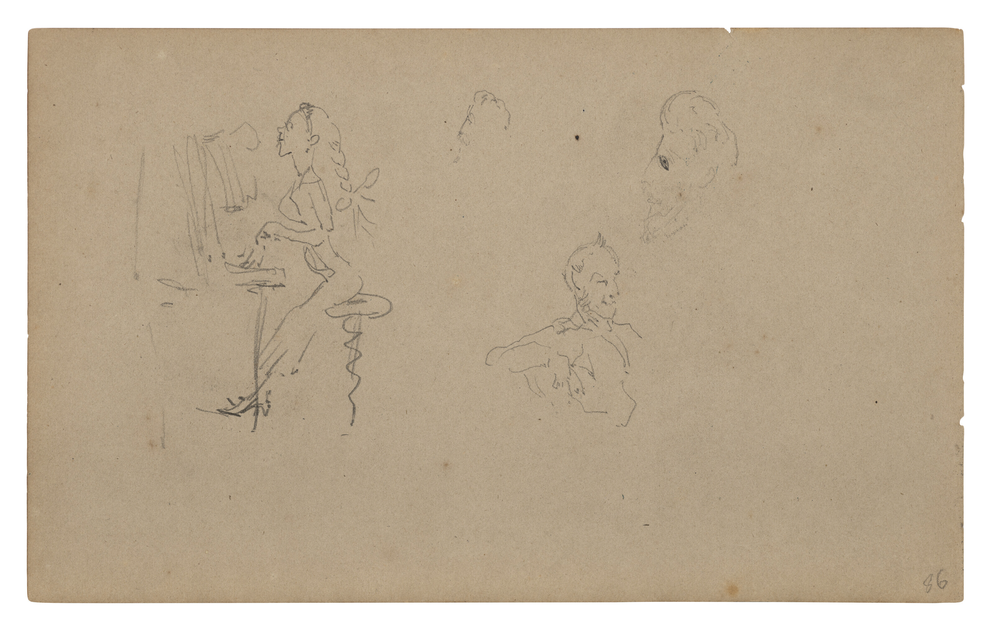 Henri de Toulouse-Lautrec — Человек с характером ( прямая речь ); Молодая девушка для фортепиано и различных этюдов ( оборотная сторона ), изображение 3
