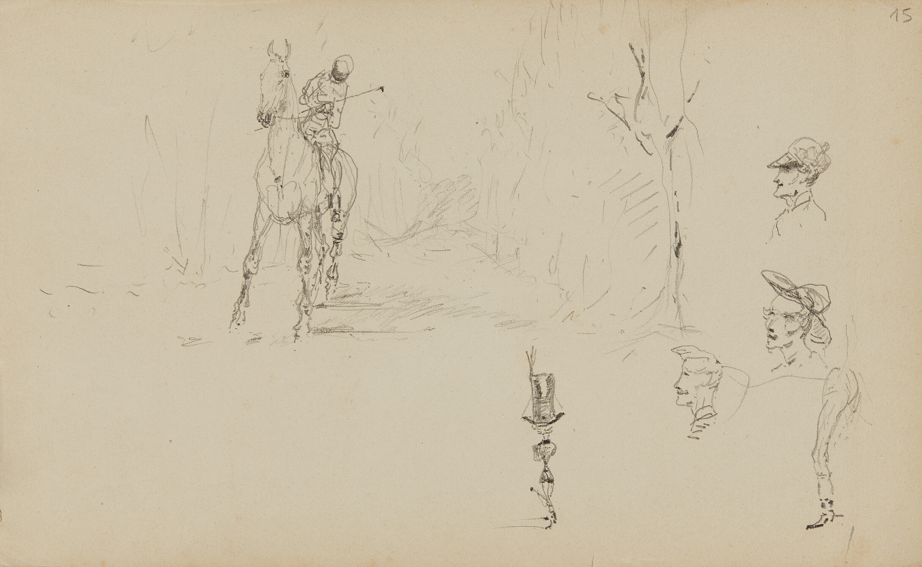 Henri de Toulouse-Lautrec — Жокеи и персонажи ( справа ); Этюды о беге ( сзади )