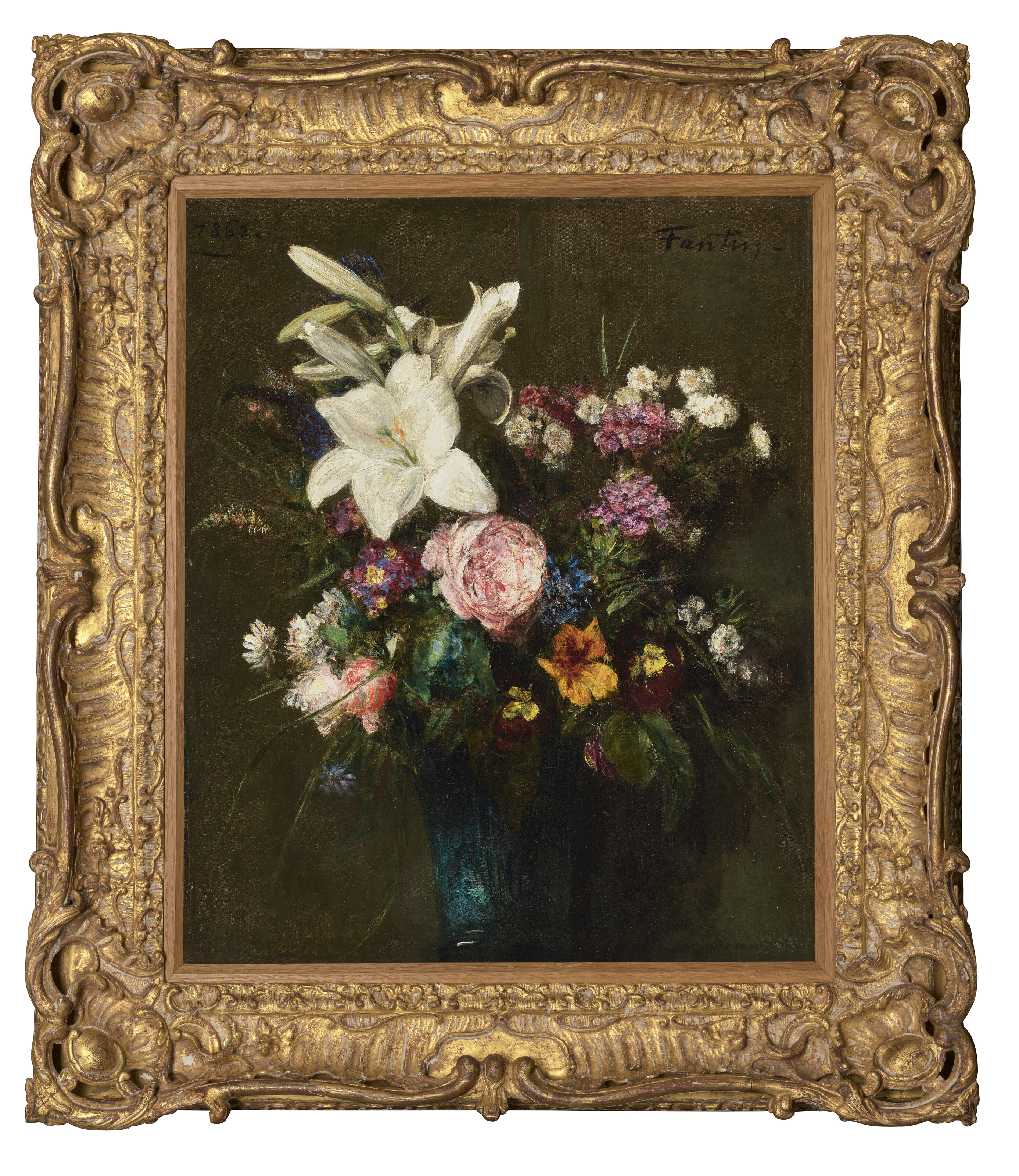 Henri Fantin-Latour — Лиз и флер так разнообразны в голубых вазах, изображение 3