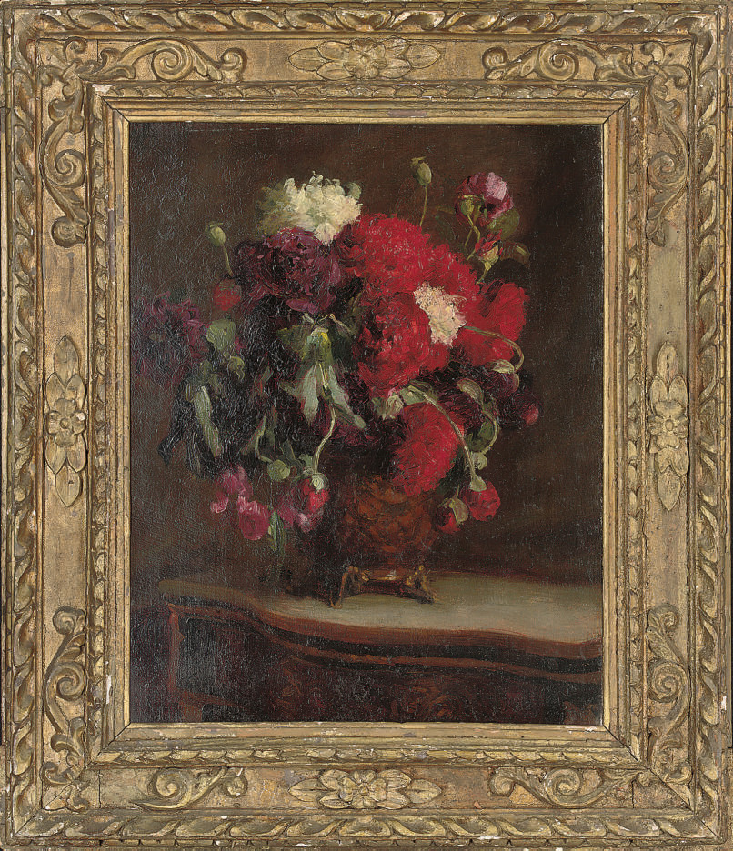 Henri Fantin-Latour — Хризантемы и розы в вазе на столе