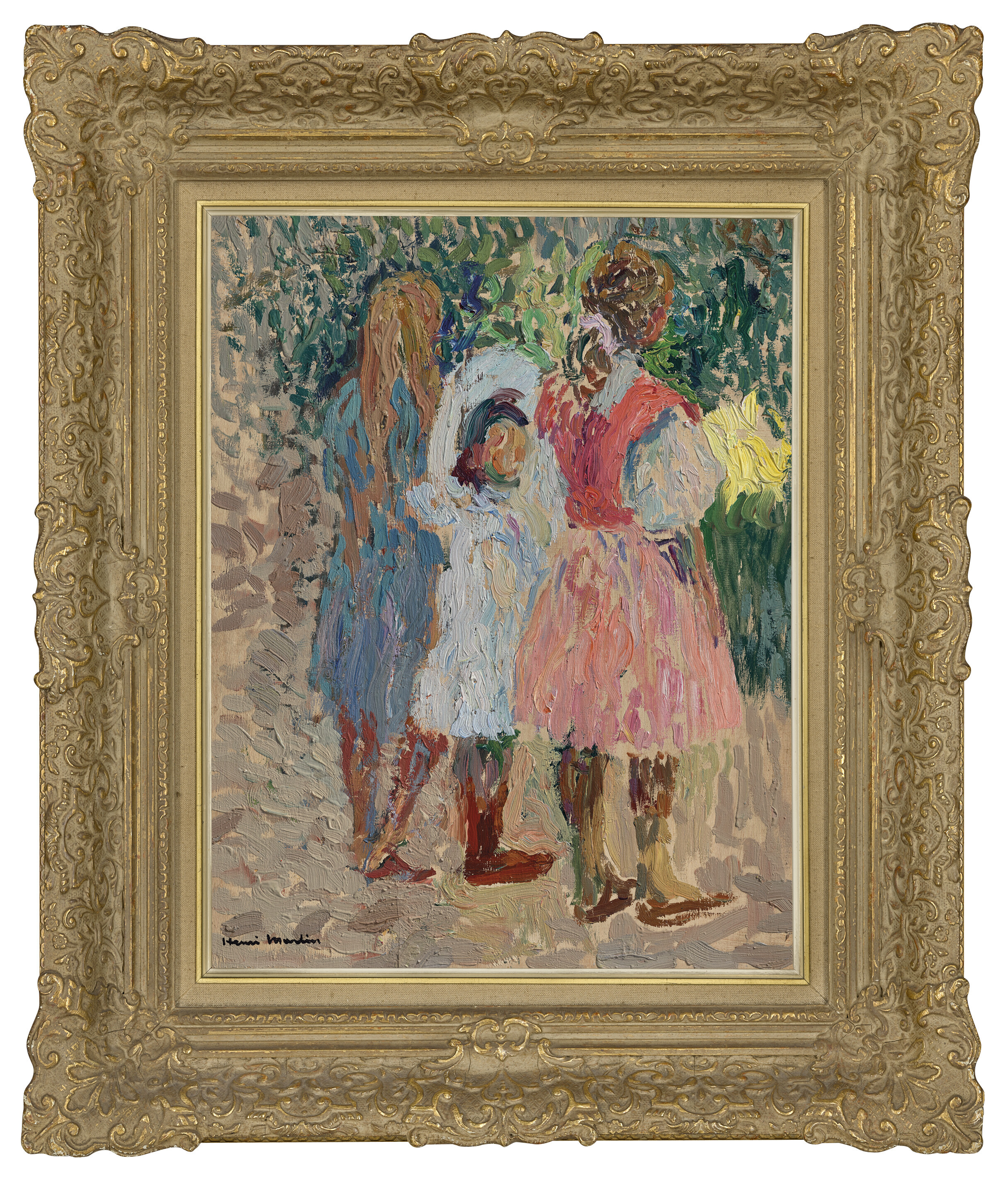 Henri Martin — Трое детей в саду, утренник на улице, изображение 2