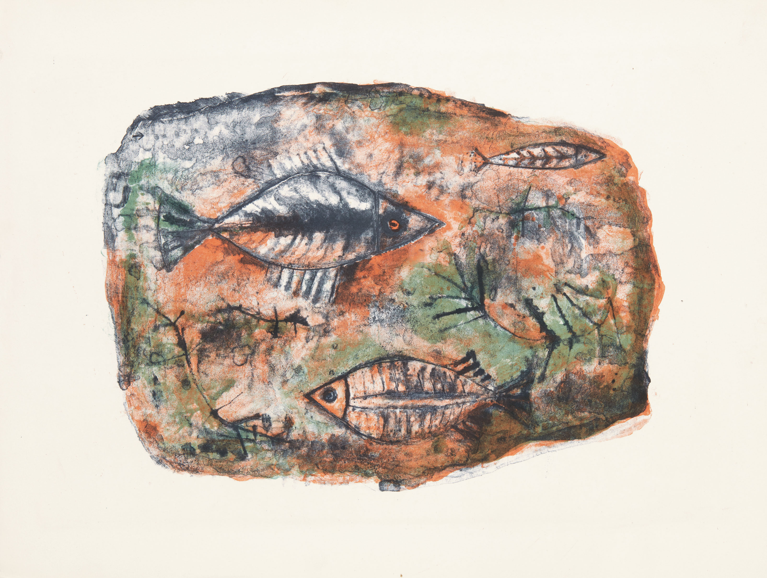 Henri Michaux — Оригинальная акварель на бумаге и две черно-белые литографии, сопровождающие серию лекций Анри Мишо о литографиях ЗАО "Ву-Ки"., изображение 4