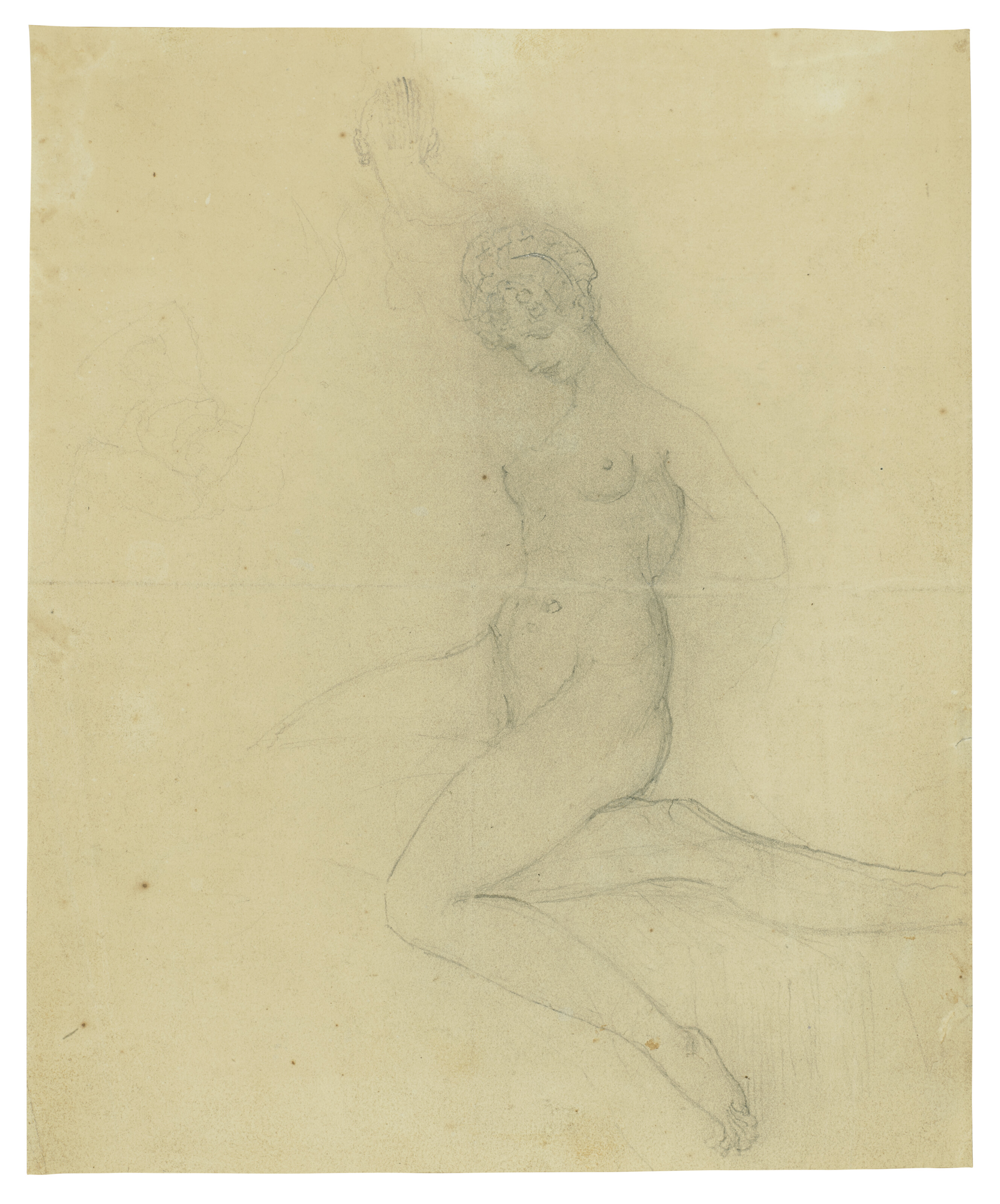 Henry Fuseli — Обнаженная женщина, сидящая на другой частично обнаженной фигуре, с дальнейшим изучением фигуры (спереди) , и две женщины, ухаживающие за ребенком, с дальнейшим изучением фигуры (сзади).