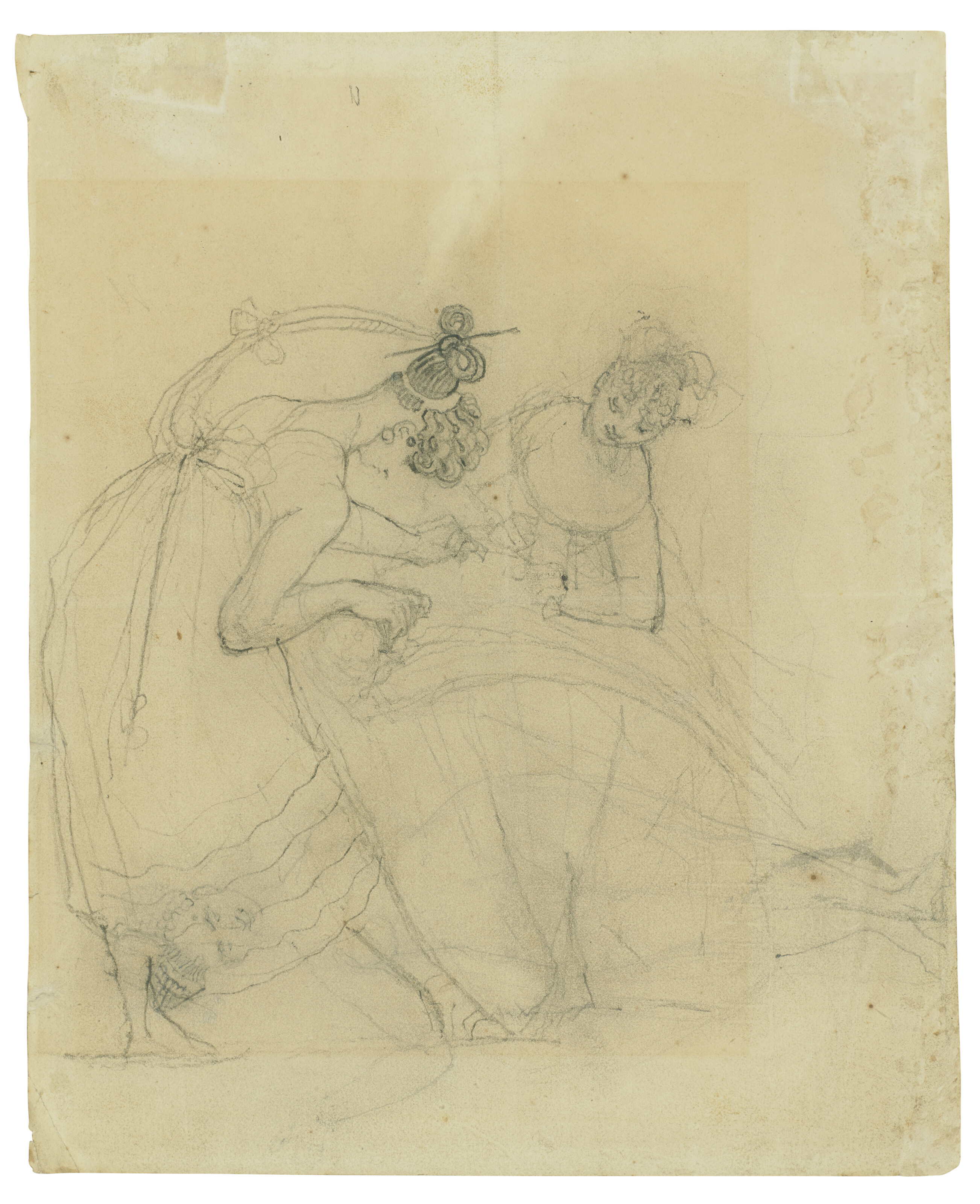 Henry Fuseli — Обнаженная женщина, сидящая на другой частично обнаженной фигуре, с дальнейшим изучением фигуры (спереди) , и две женщины, ухаживающие за ребенком, с дальнейшим изучением фигуры (сзади)., изображение 2