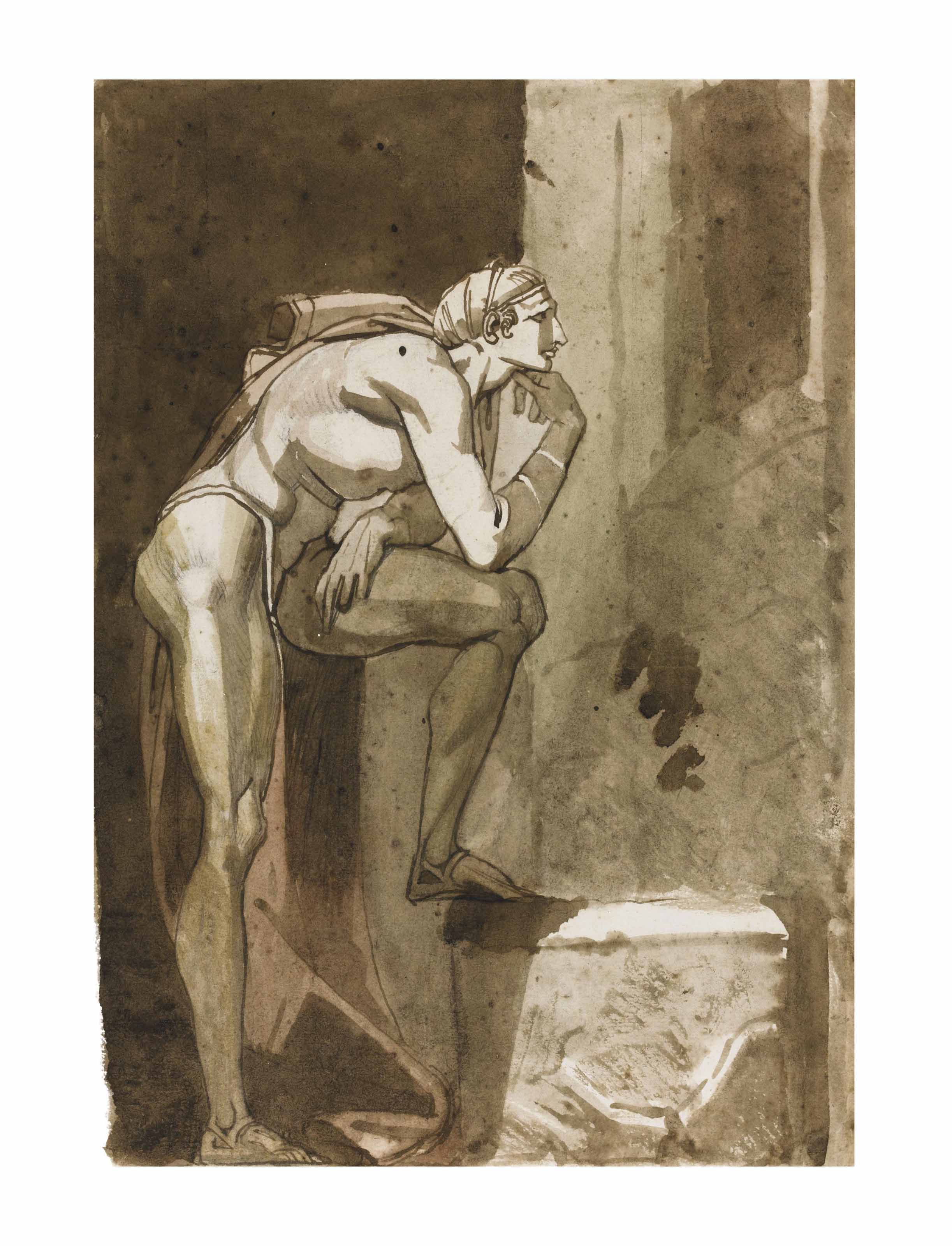 Henry Fuseli — Обнаженный мужчина в созерцательной позе ( спереди ); Портрет мужчины ( сзади )