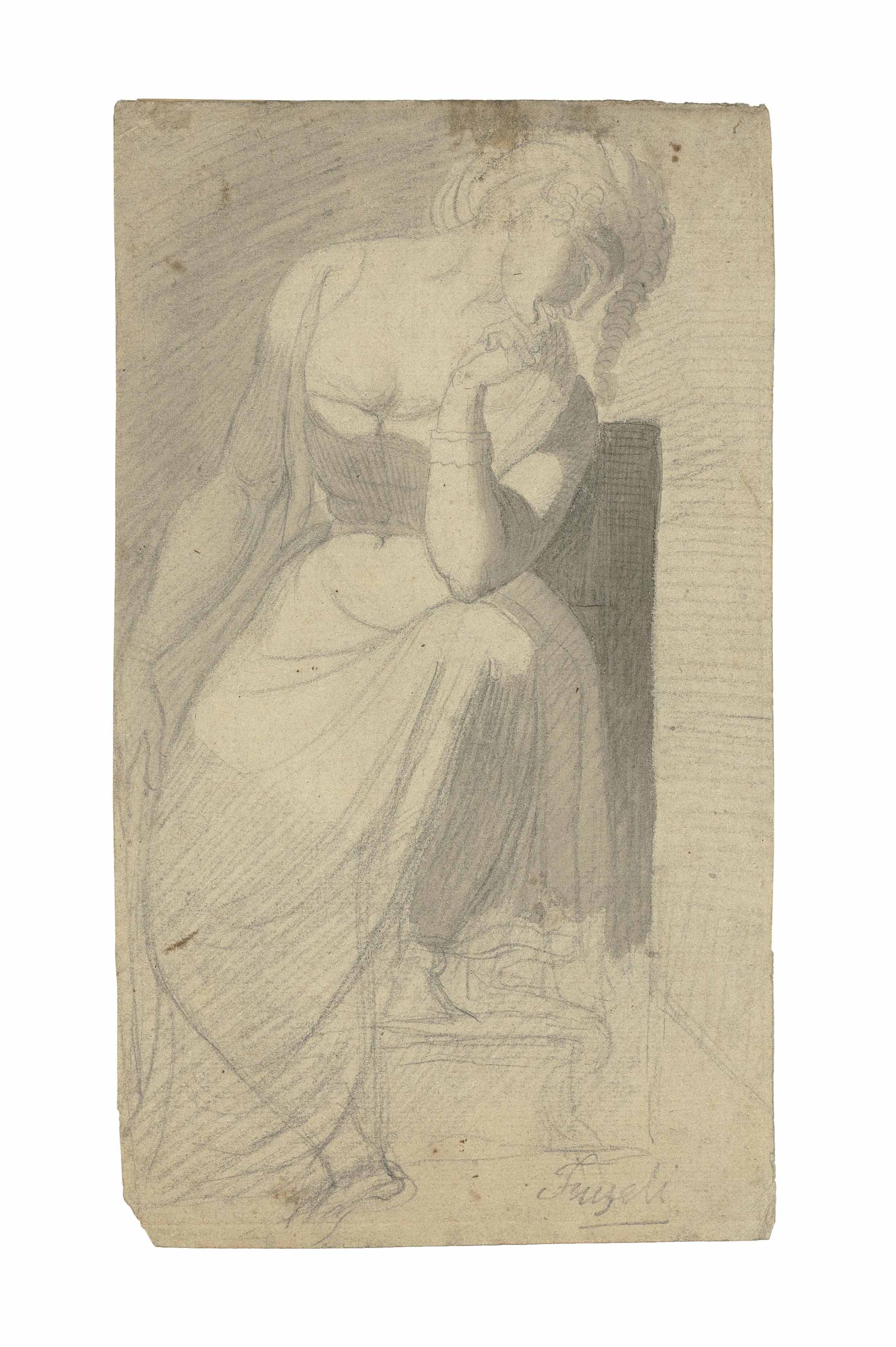 Henry Fuseli — Задумчивая женщина сидела, подперев голову правой рукой