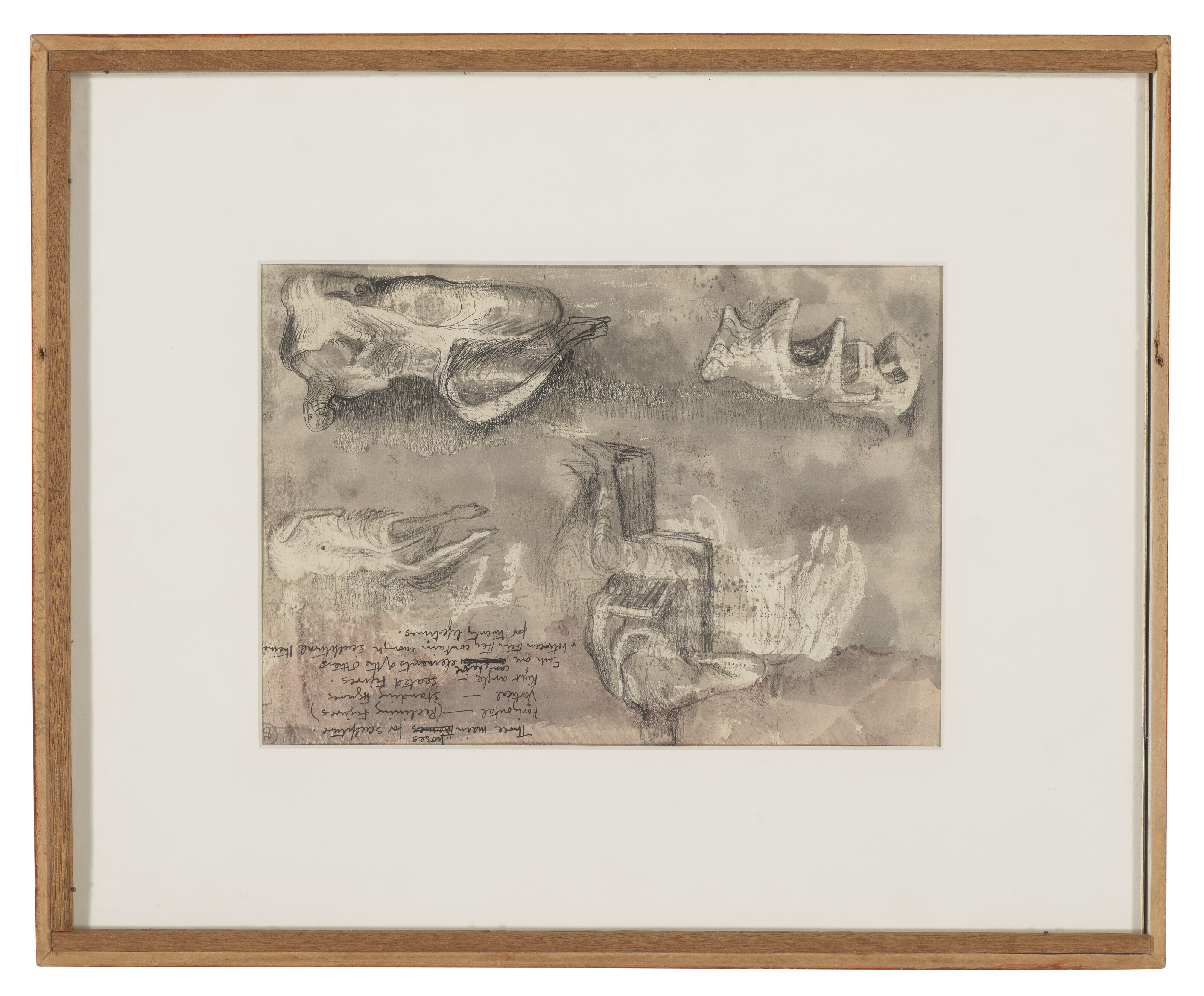 Henry Moore — Лежащие фигуры: Идеи для скульптур ( recto ); Лежащие фигуры и сидящая фигура ( verso ), изображение 4