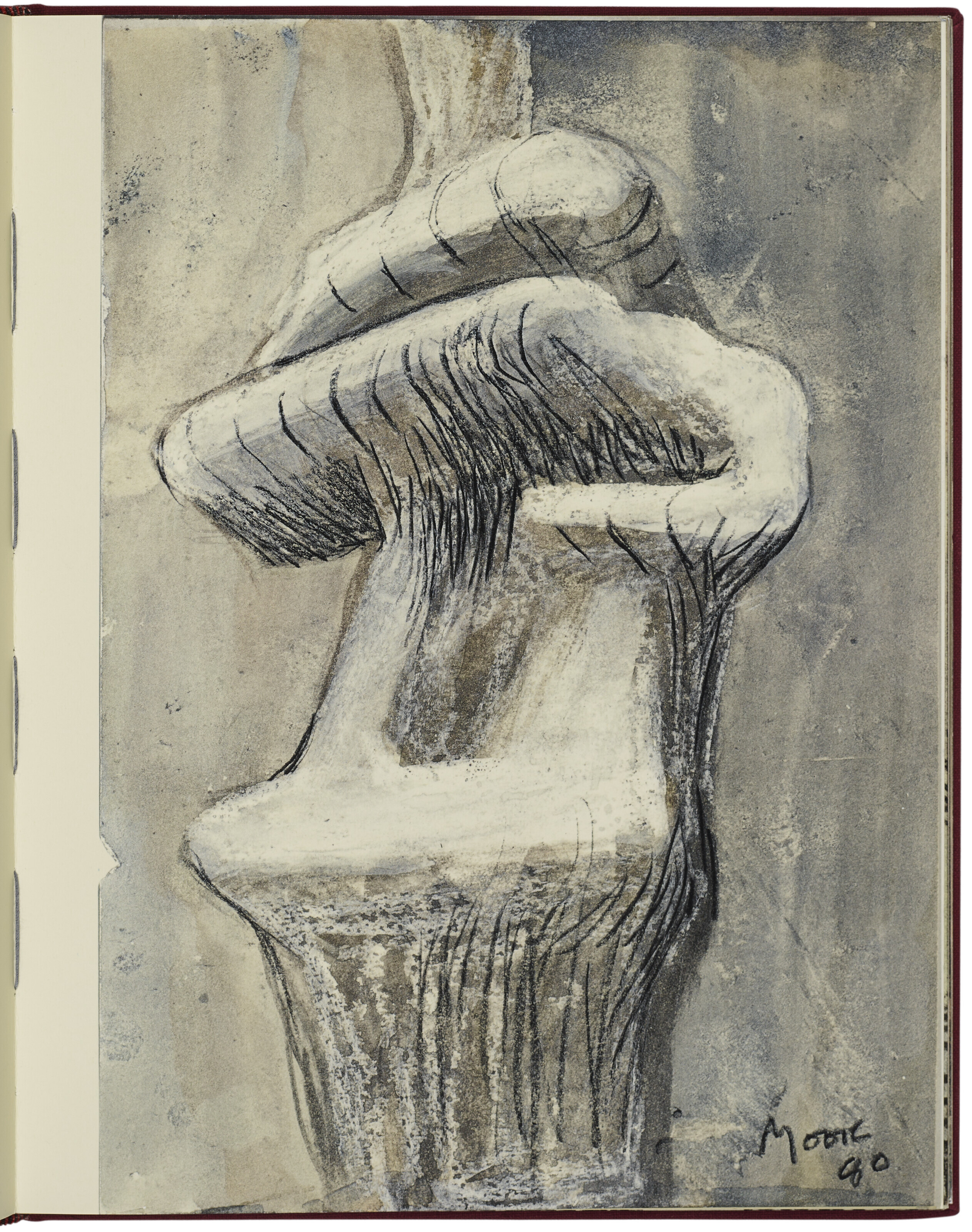 Henry Moore — Лежащая обнаженная, из альбома для зарисовок 1980 года, изображение 11