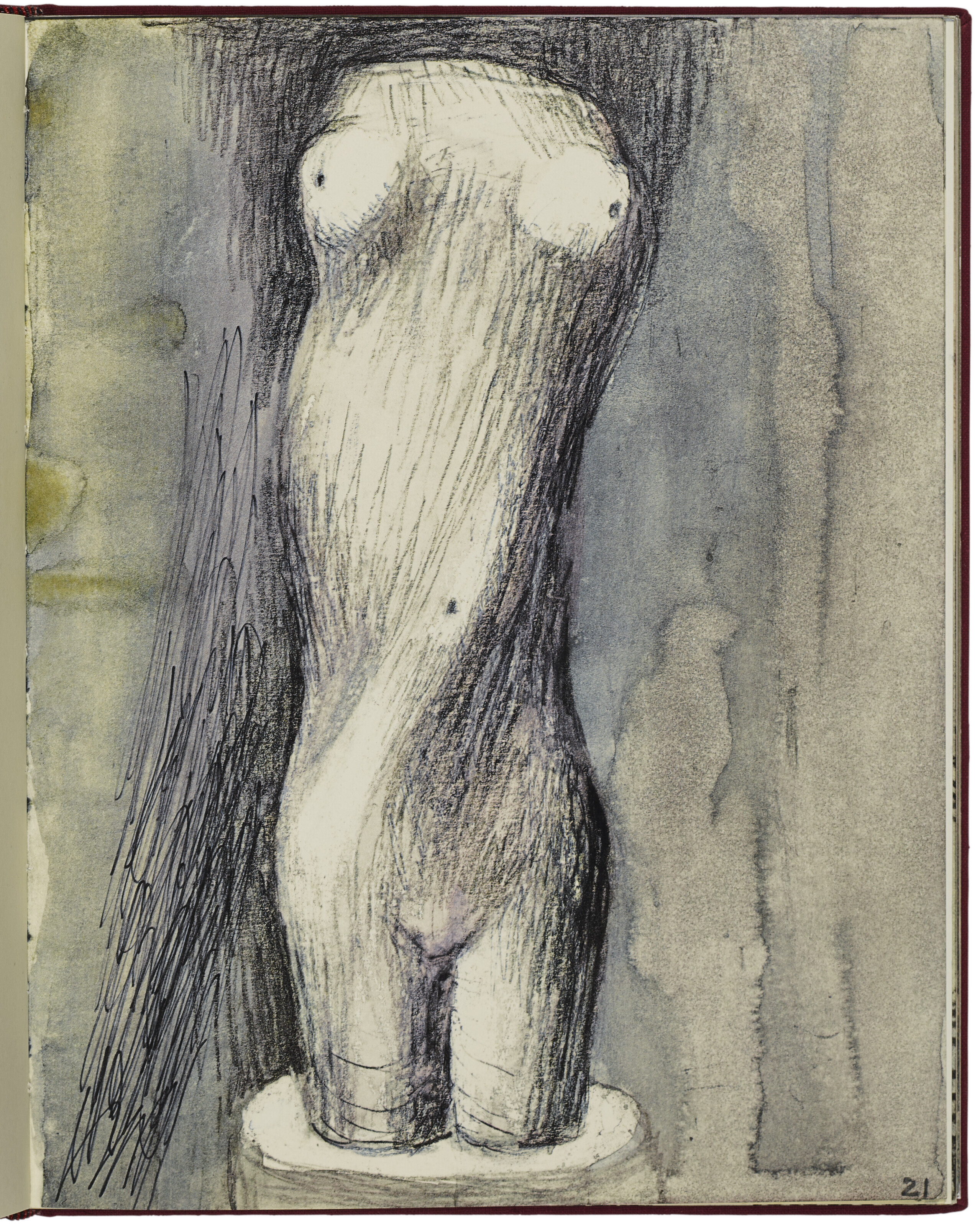 Henry Moore — Лежащая обнаженная, из альбома для зарисовок 1980 года, изображение 12